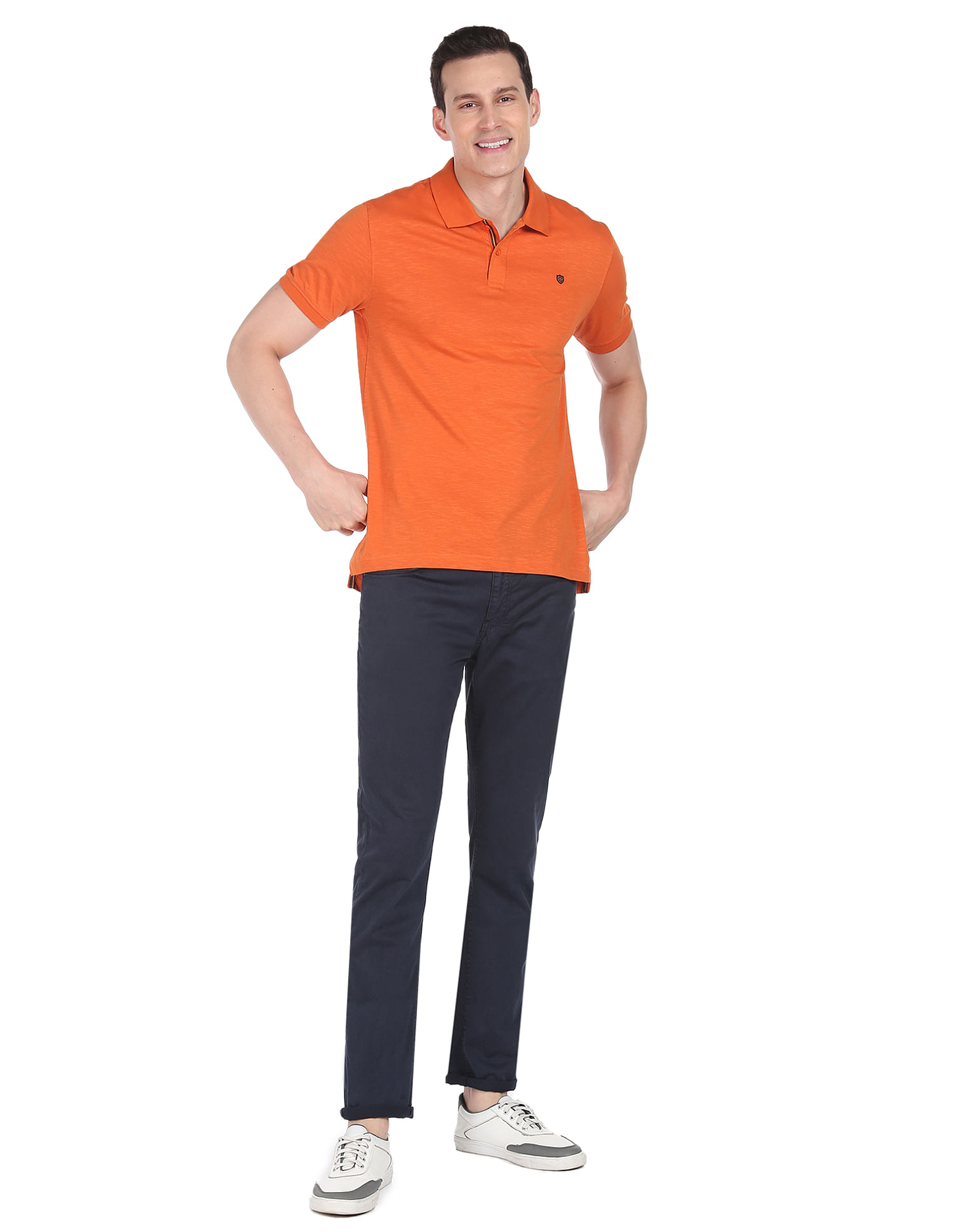 AD by Arvind Modern Jersey Slub Polo Shirt