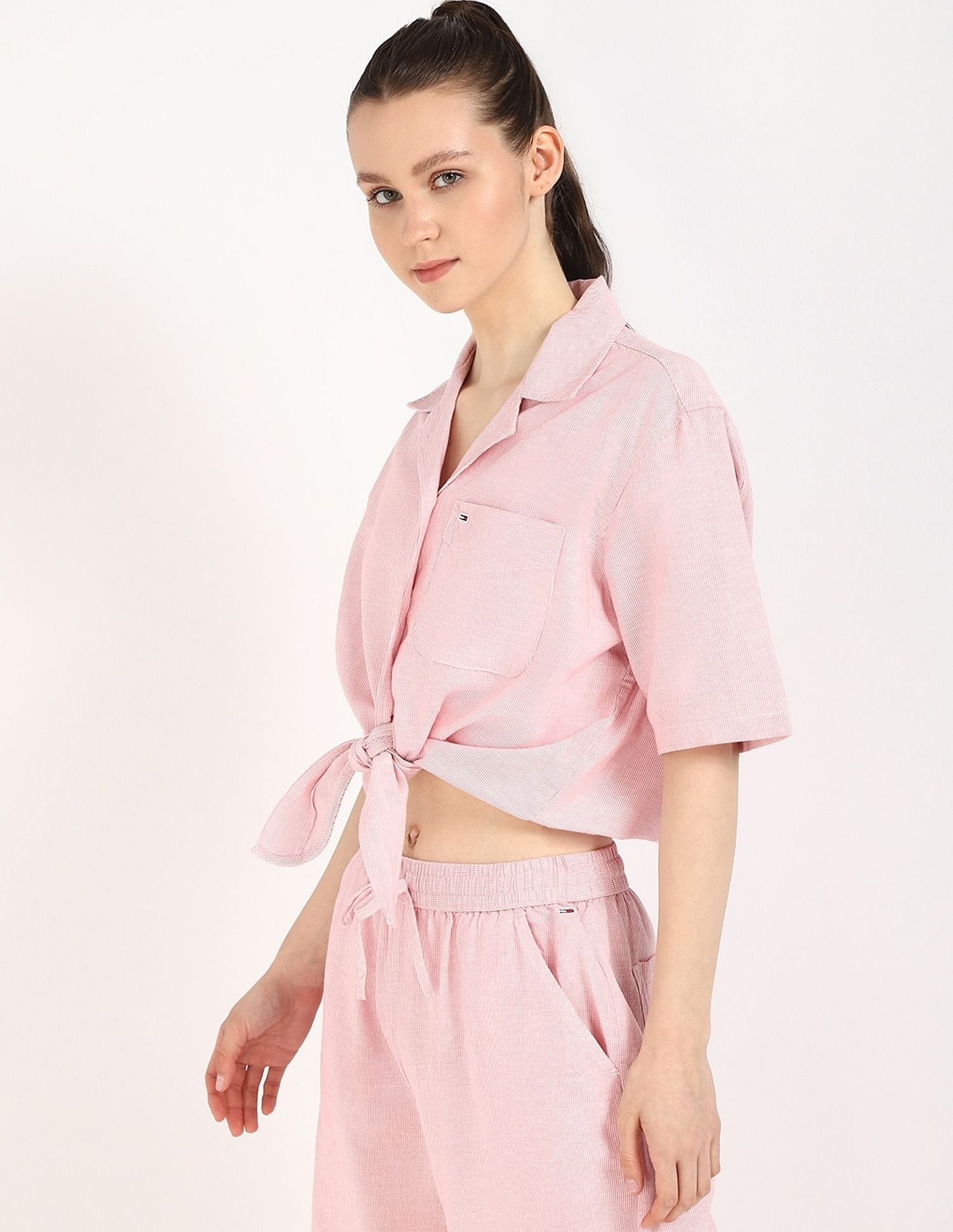 Tommy Hilfiger Solid Cropped Shirt