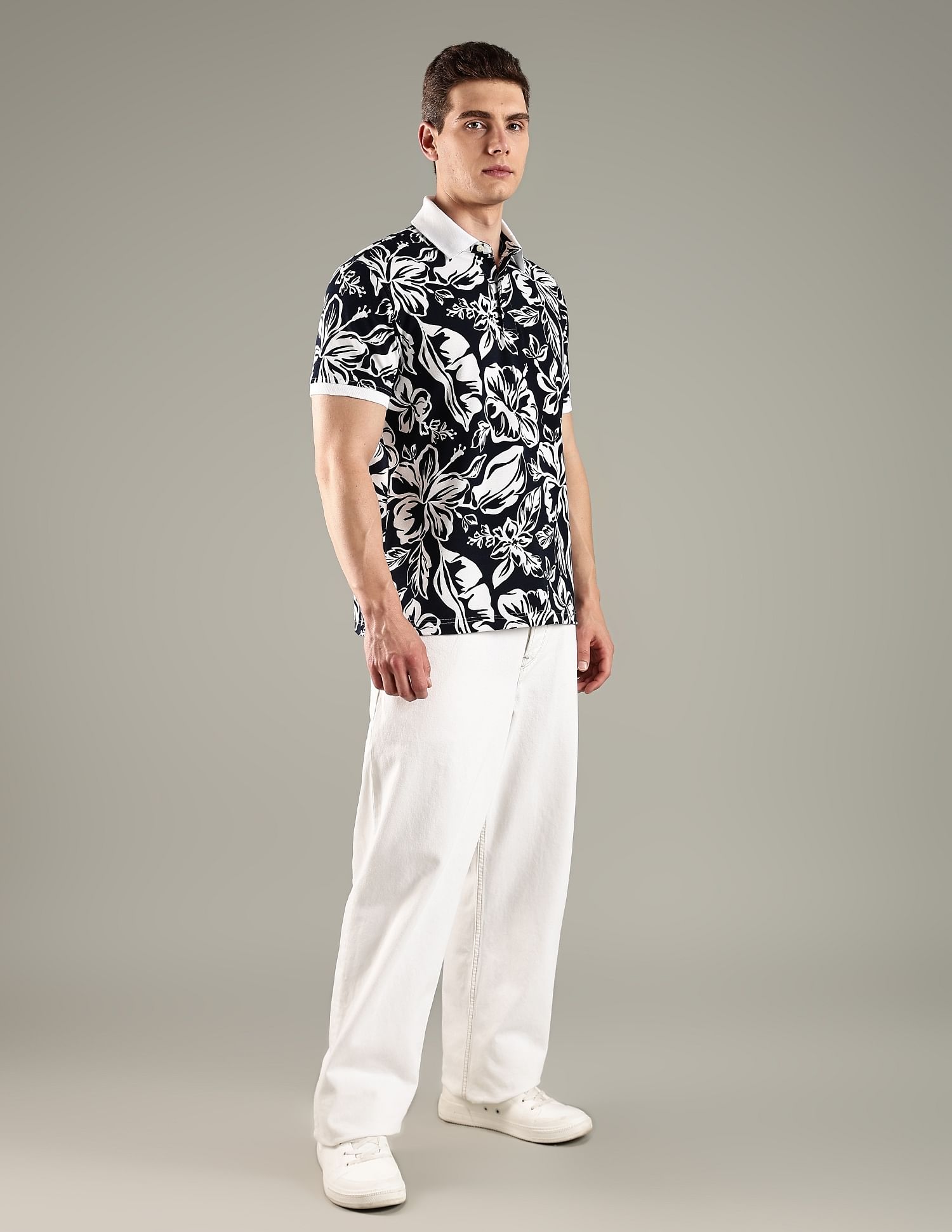 Tommy Hilfiger Printed Regular Fit Cotton Polo T-Shirt