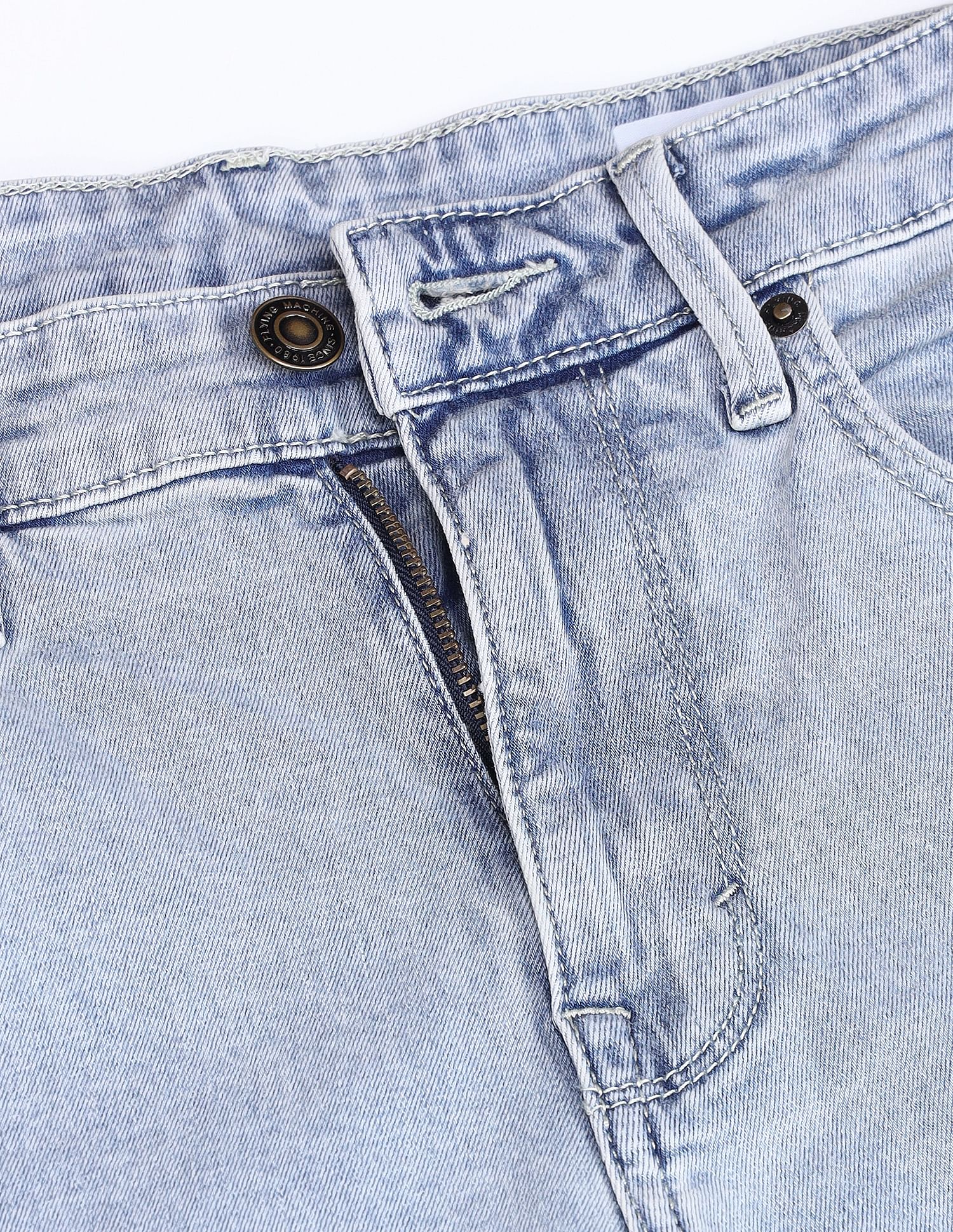Flying Machine Slash Slim Tapered Bleached Jeans