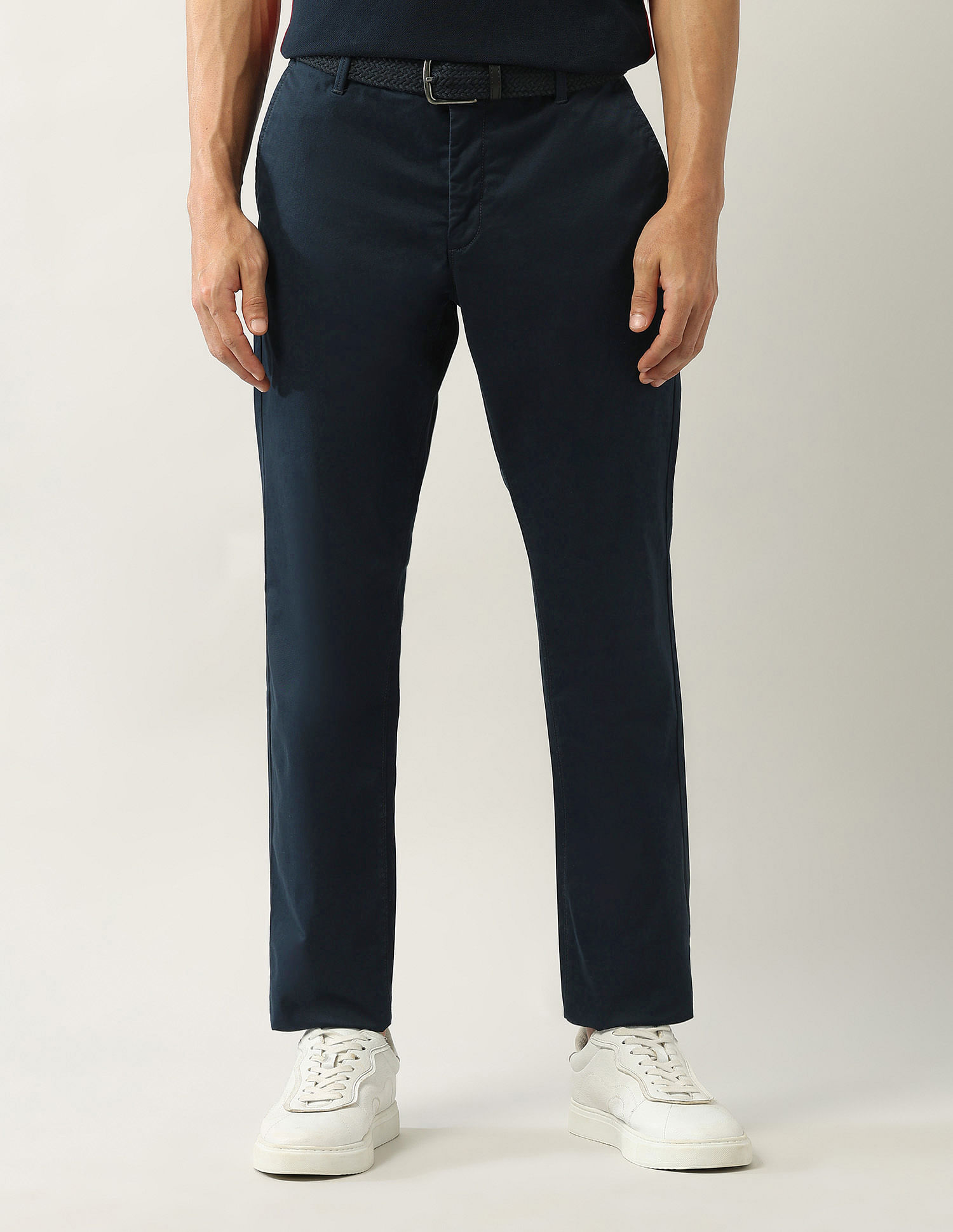 Arrow Sport Regular Fit Solid Mid Rise Trousers