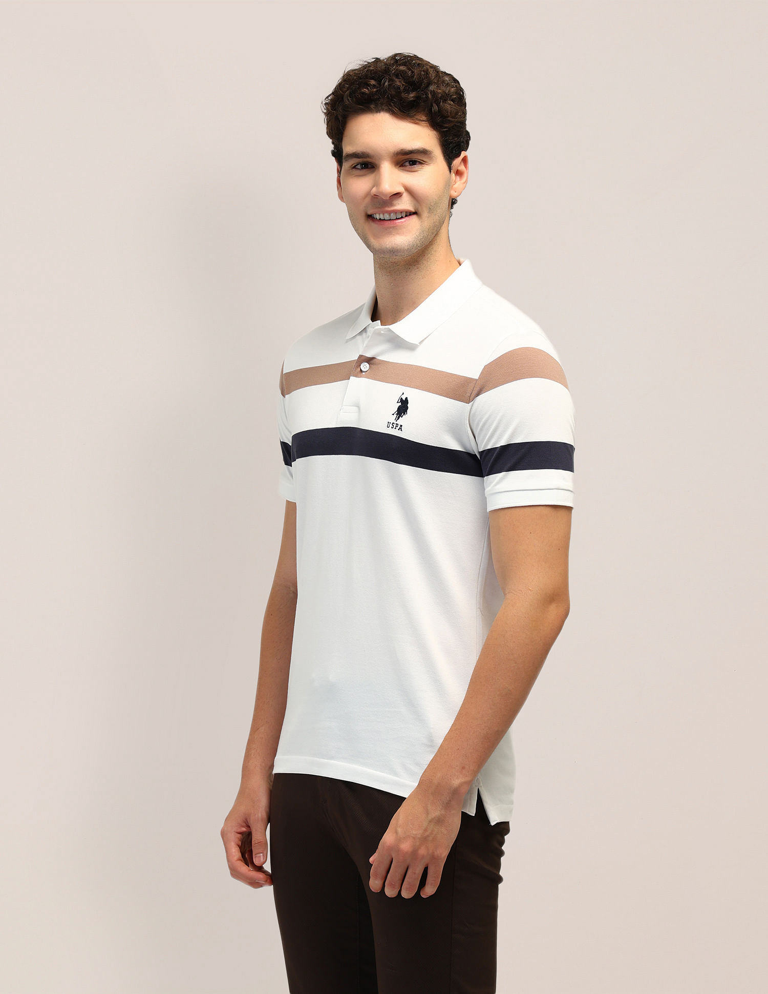 U.S. Polo Assn. Horizontal Striped Slim Fit Polo Shirt