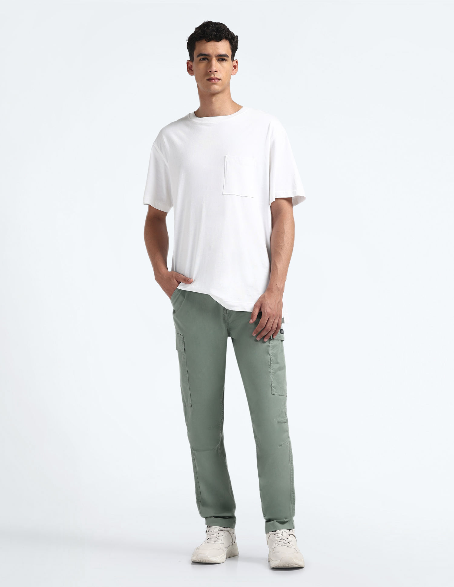 Flying Machine Mid Rise Slim Fit Cargo Pants