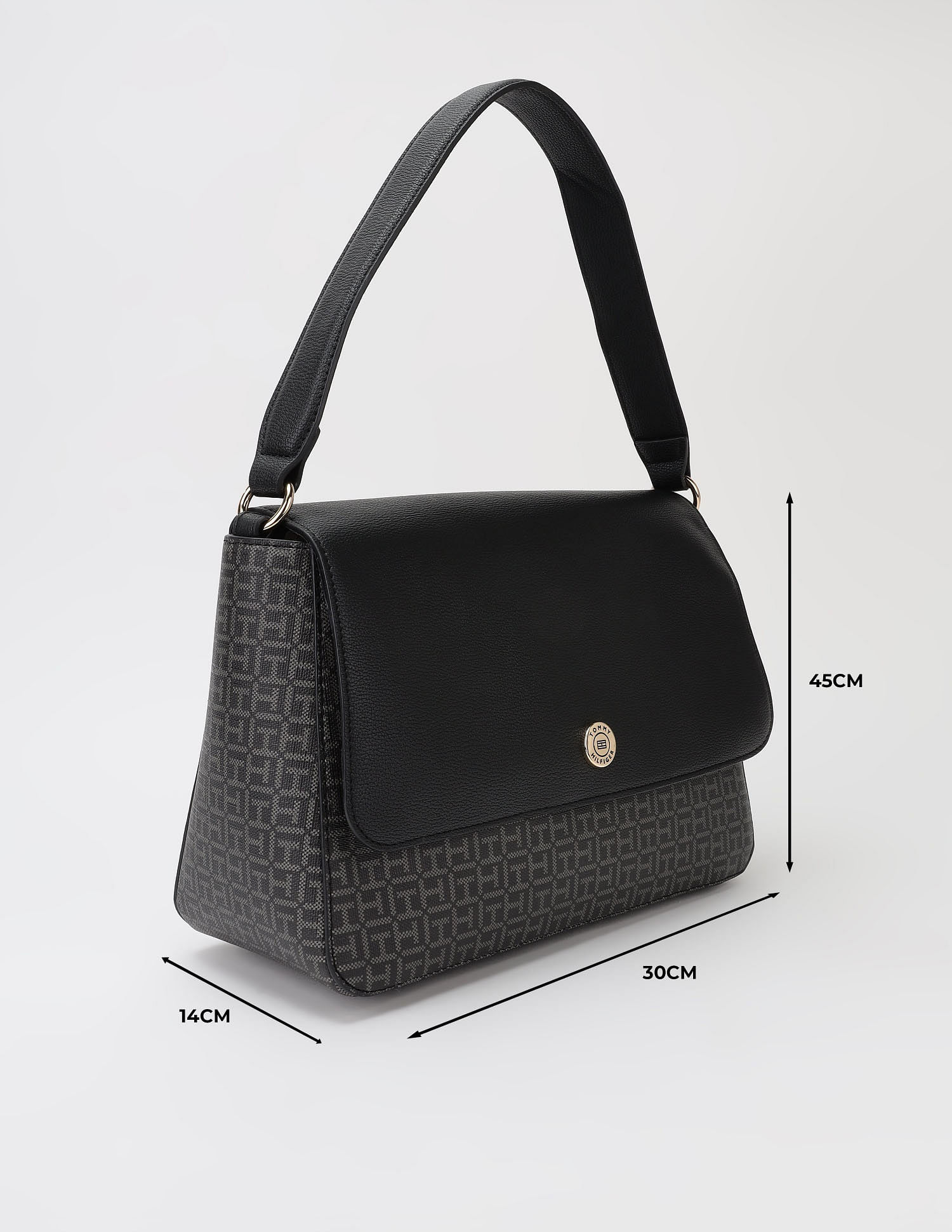 Tommy Hilfiger Logo Black Pvc Hand Bag