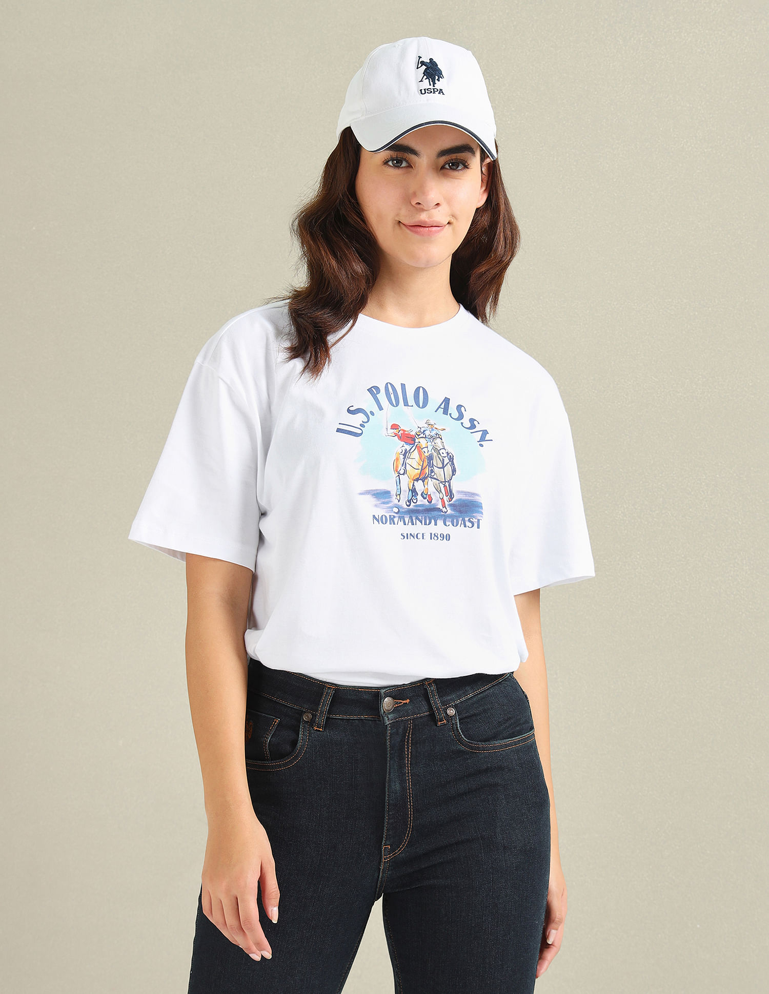 U.S. Polo Assn. Women Pure Cotton Boyfriend T-Shirt