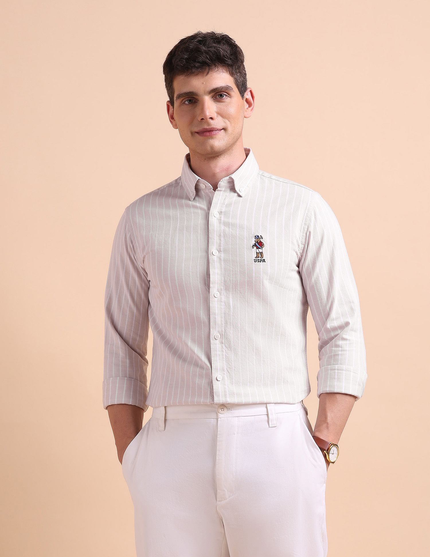 U.S. Polo Assn. Tailored Fit Vertical Striped Shirt