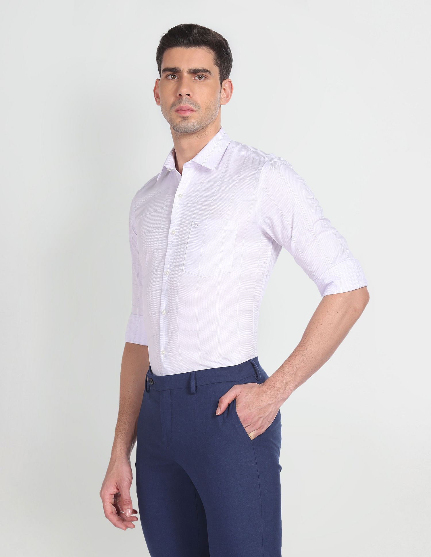Arrow Micro Check Slim Fit Auto Press Shirt