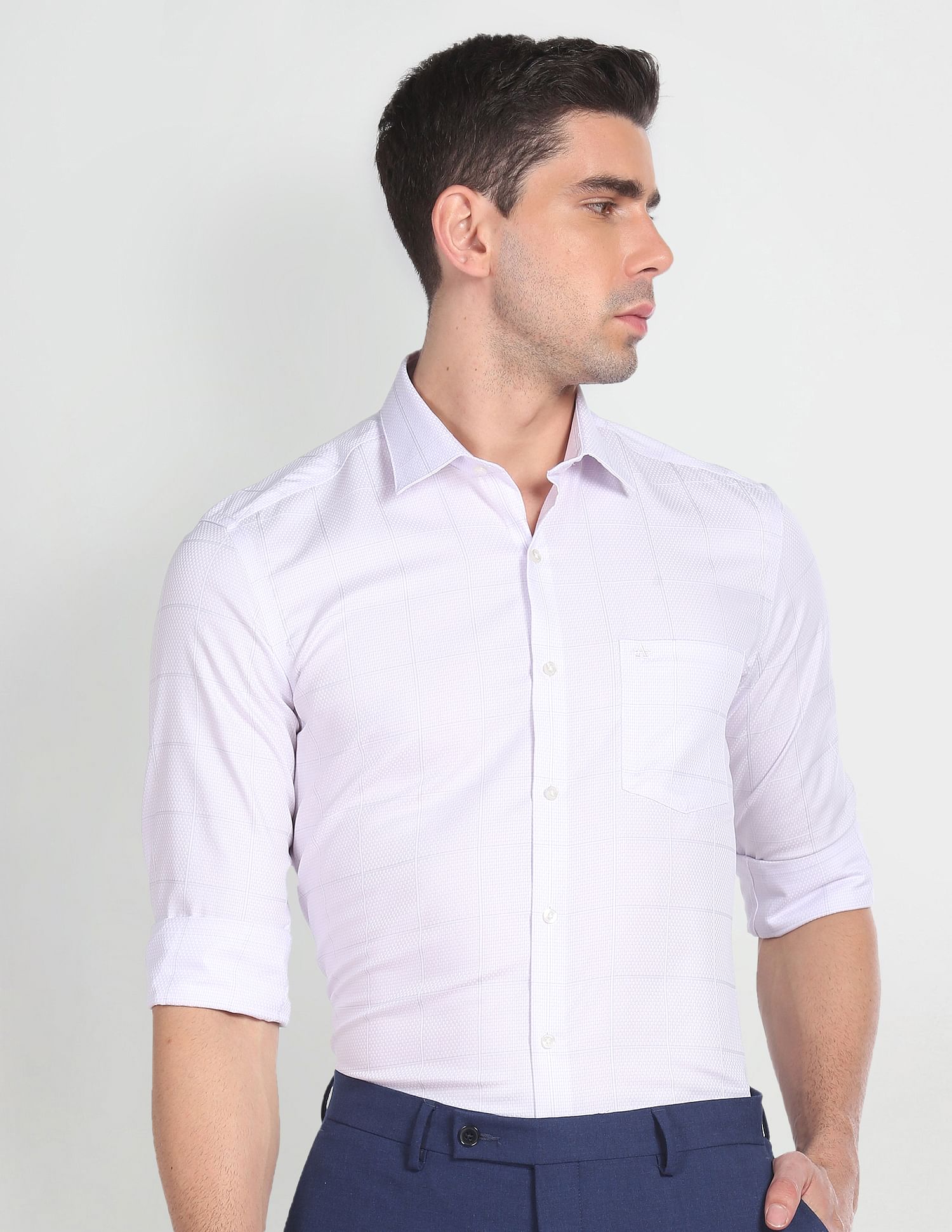 Arrow Micro Check Slim Fit Auto Press Shirt
