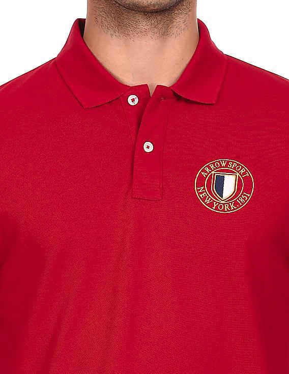 Arrow Sports Solid Cotton Pique Polo Shirt