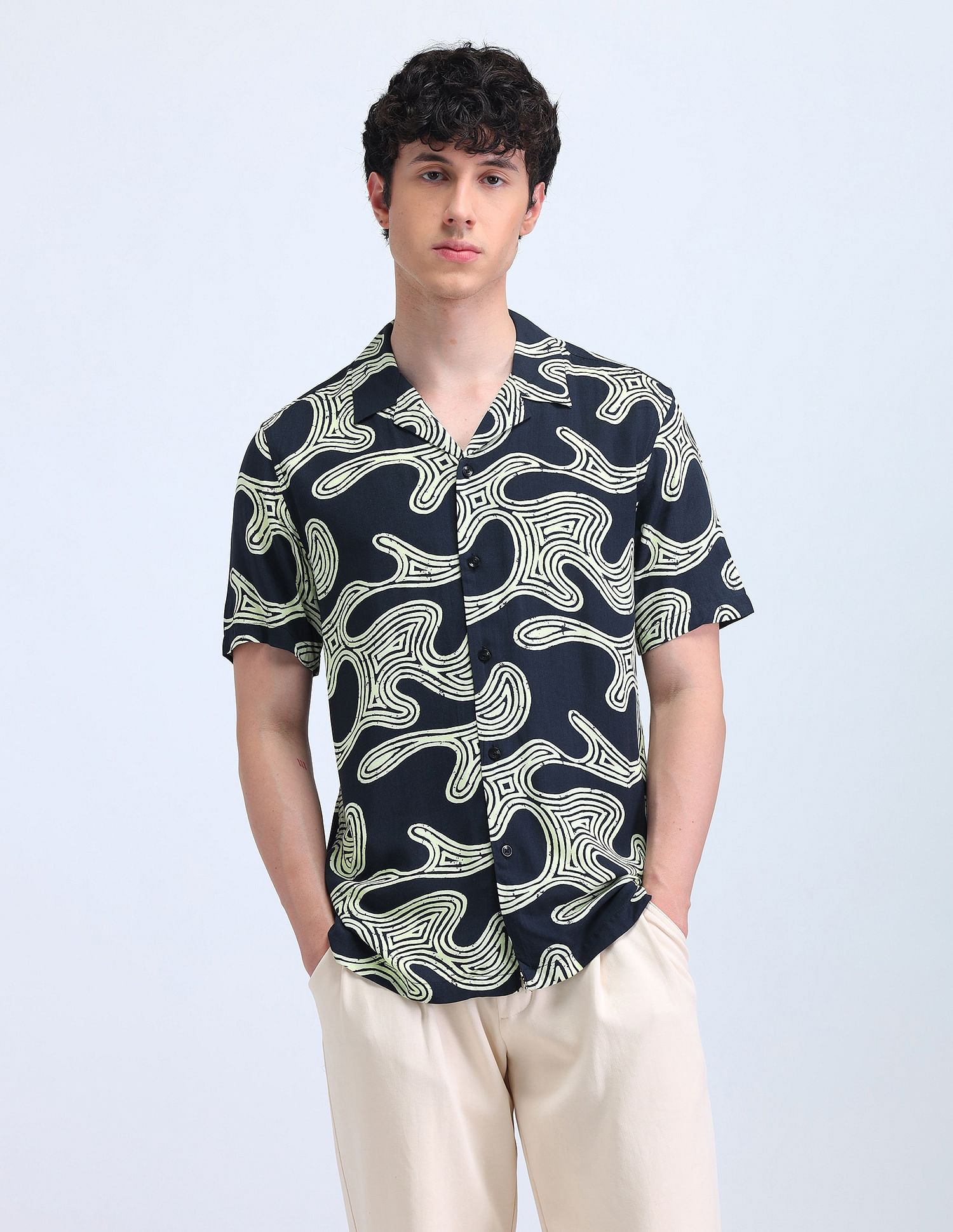 Flying Machine Abstract Pattern Regular Shirt
