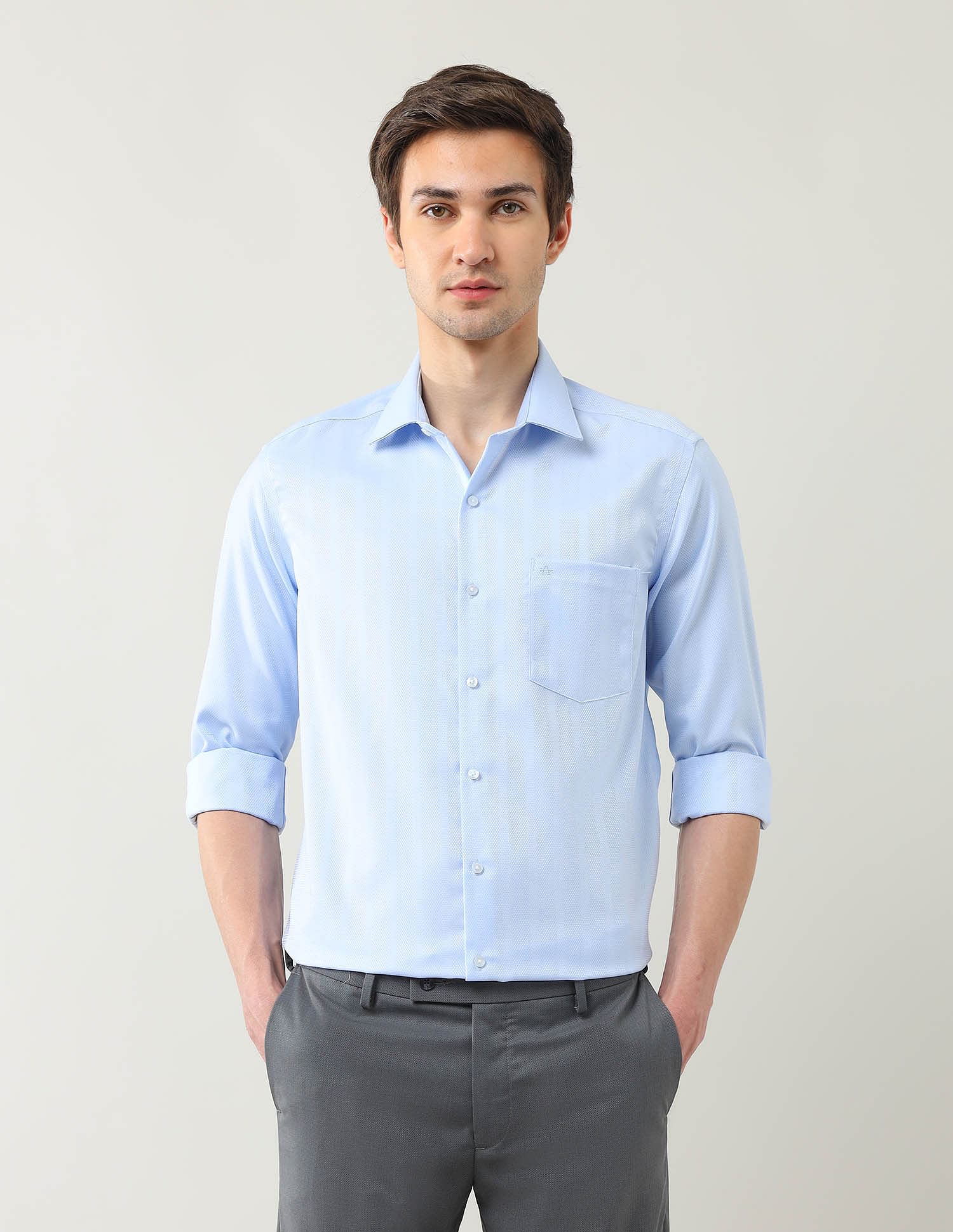 Arrow Manhattan Slim Fit Textured Autopress Shirt