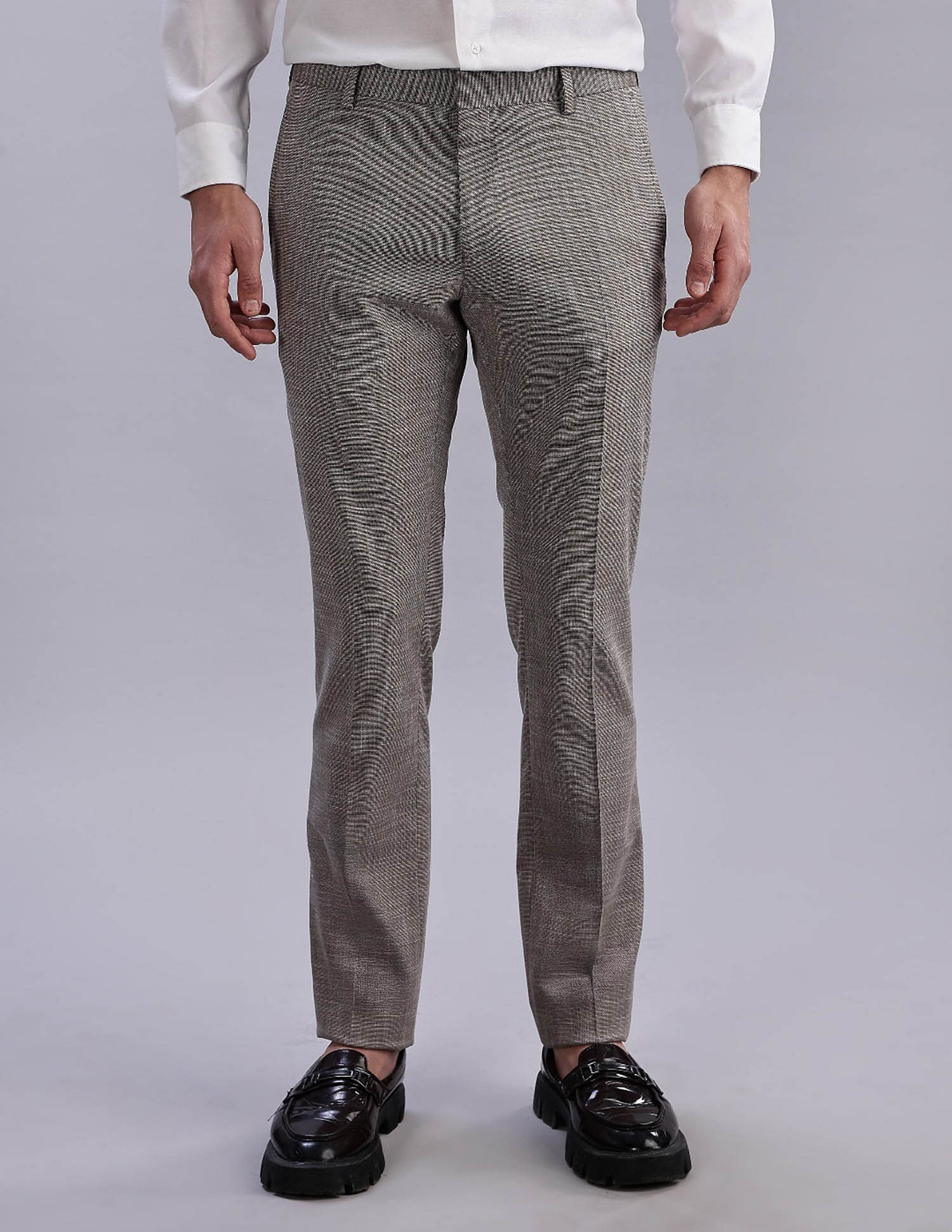 Tommy Hilfiger Regular-Fit Self-Design Mid Rise Trousers