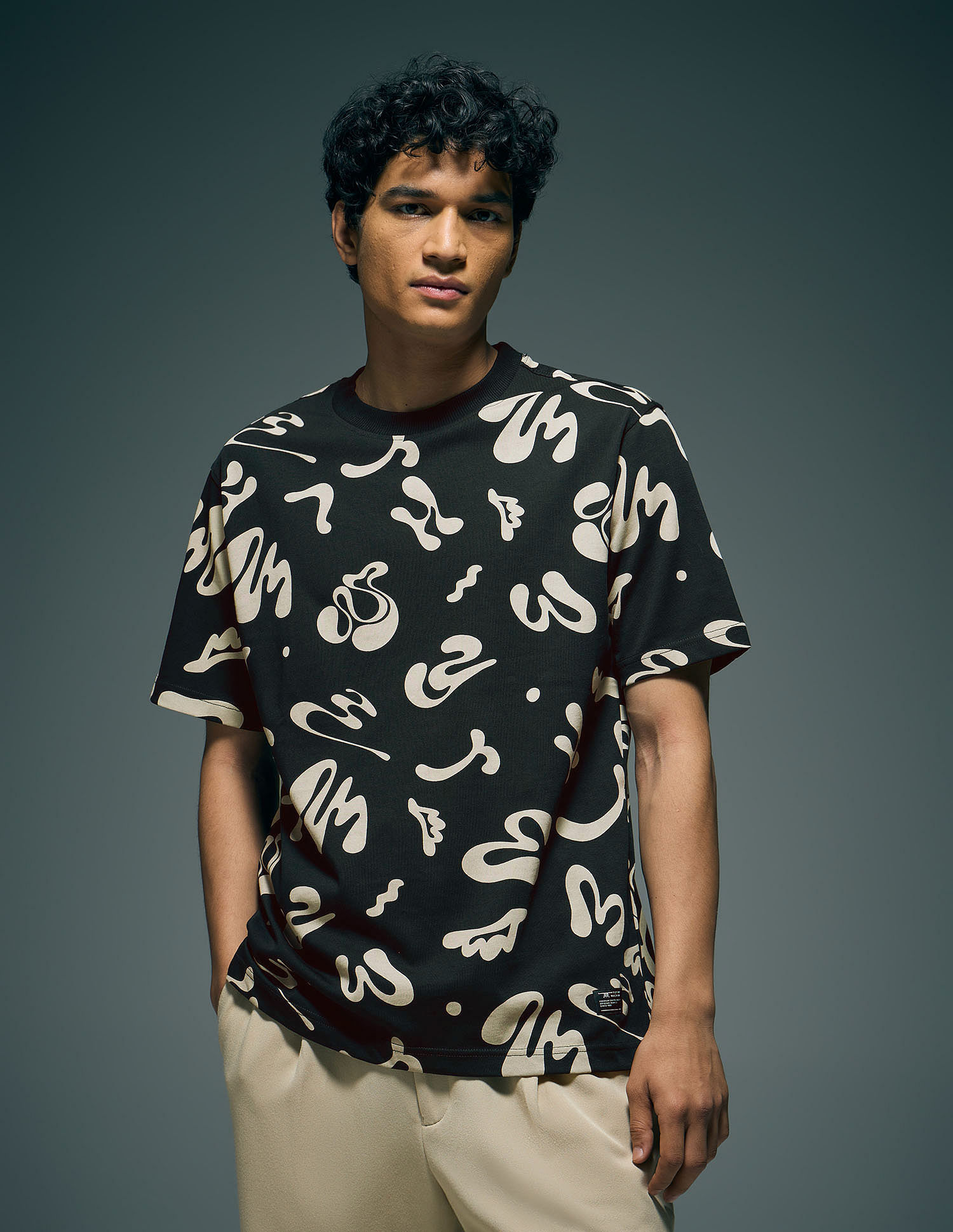 Flying Machine Abstract Printed Relaxed Fit T-Shirt