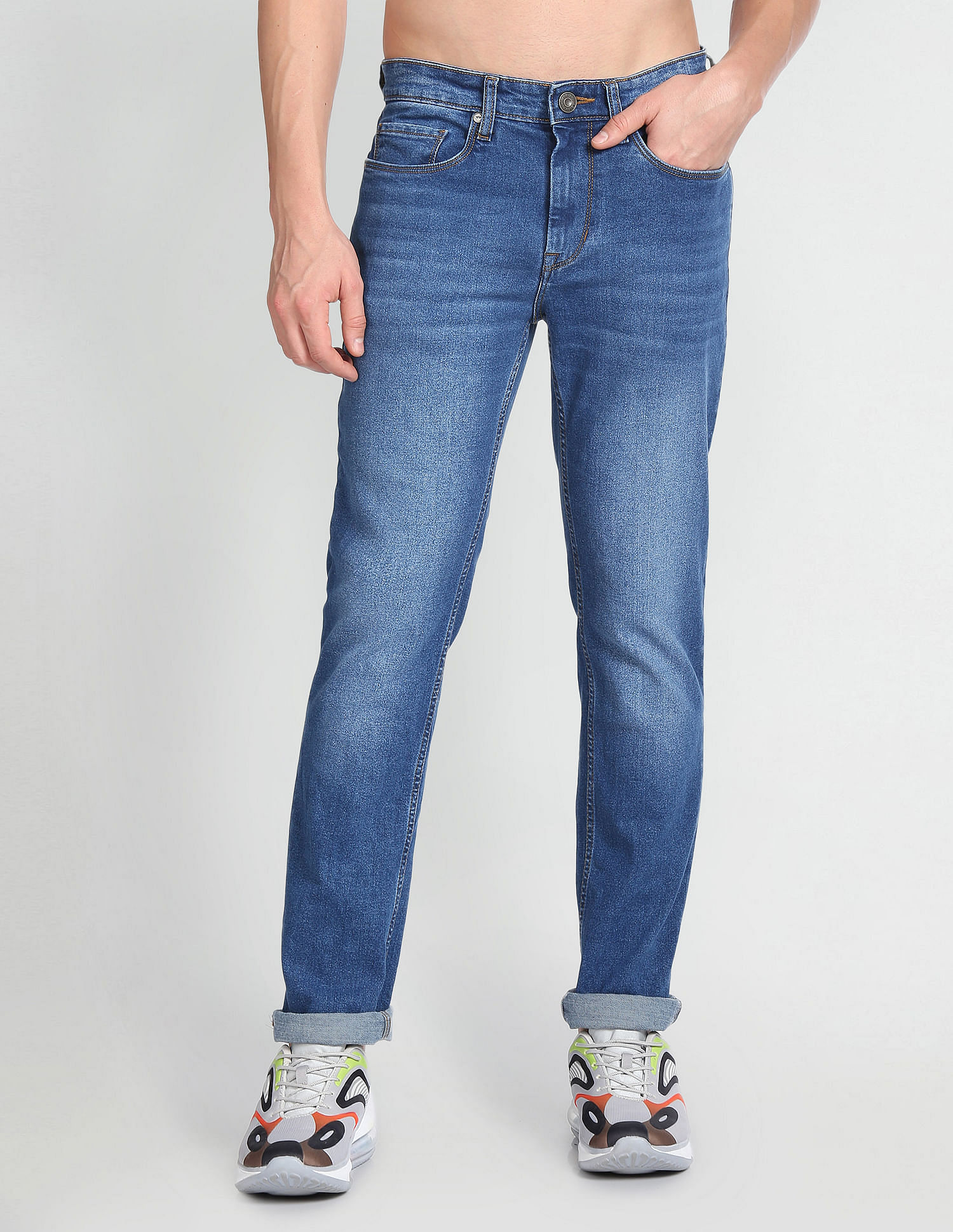 Flying Machine Freddie Slim Straight Fit Stone Wash Jeans