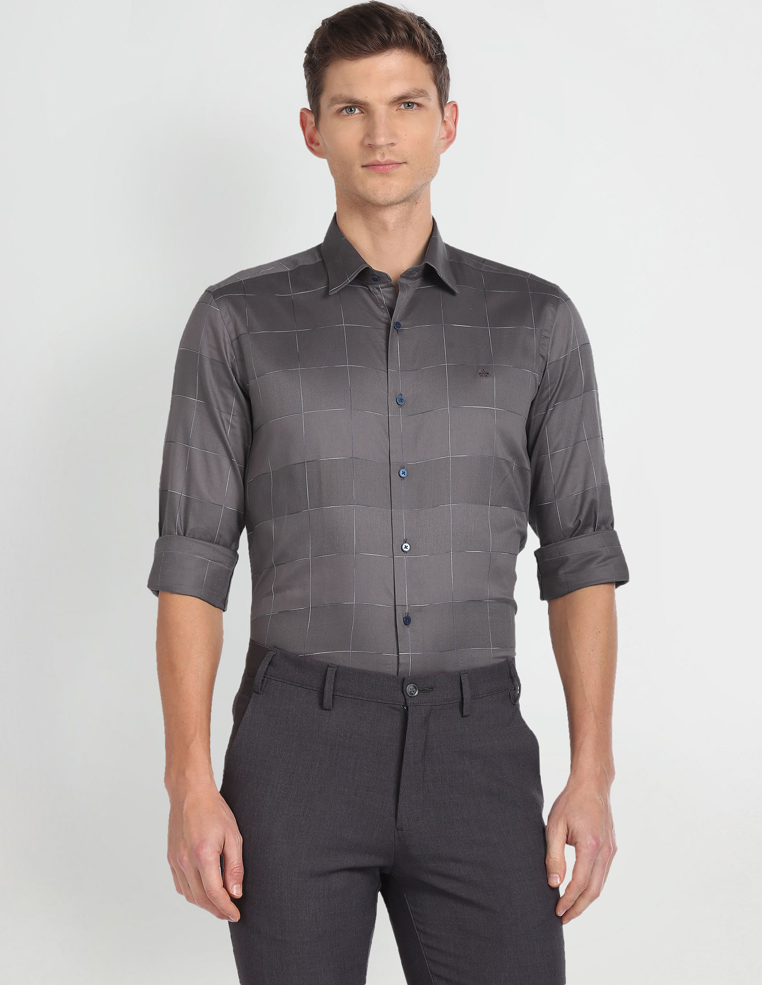 Arrow Newyork Windowpane Check Manhattan Slim Fit Shirt