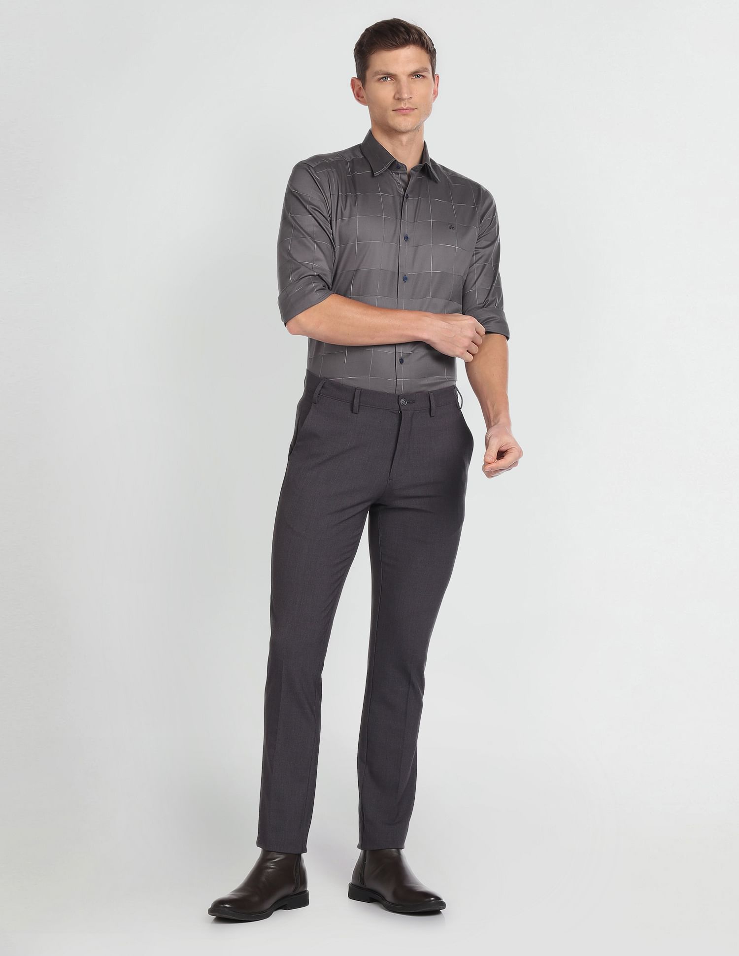 Arrow Newyork Windowpane Check Manhattan Slim Fit Shirt