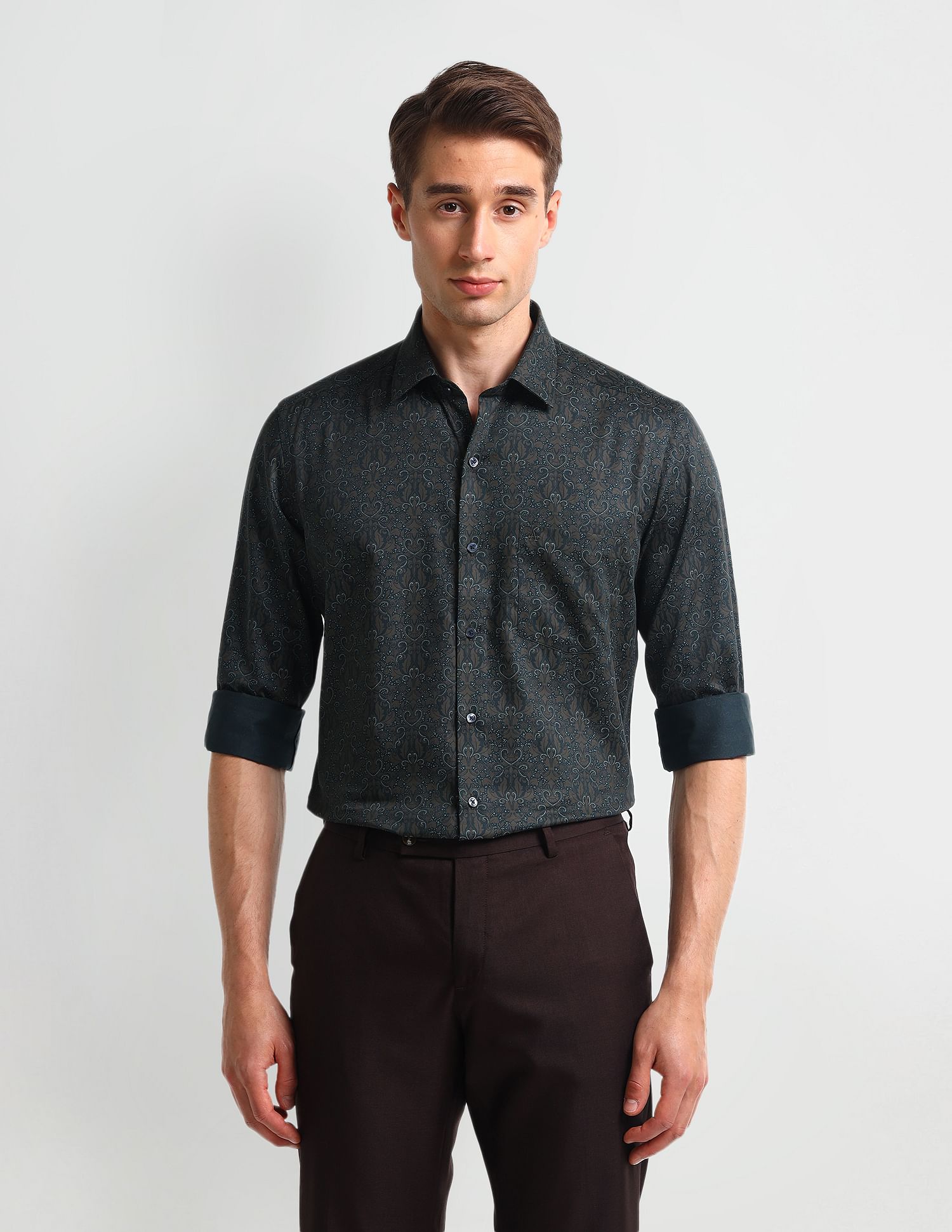 Arrow Manhattan Slim Fit All-over Print Shirt