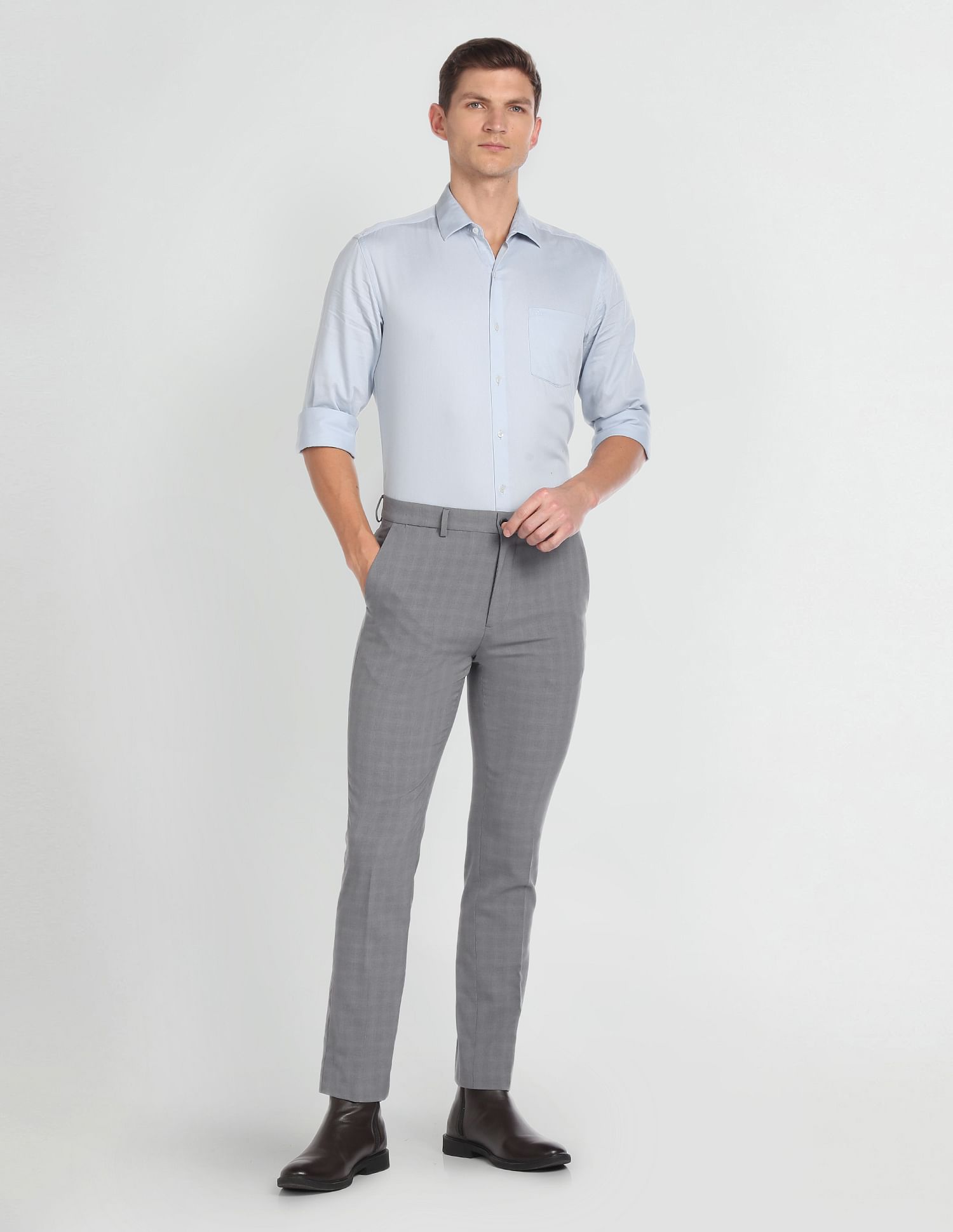 Arrow Newyork Mid Rise Dobby Trousers