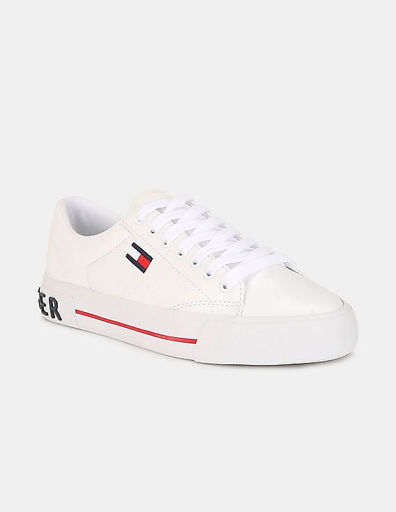 Buy Tommy Hilfiger Women Women White Low Up Top Lace Sneakers