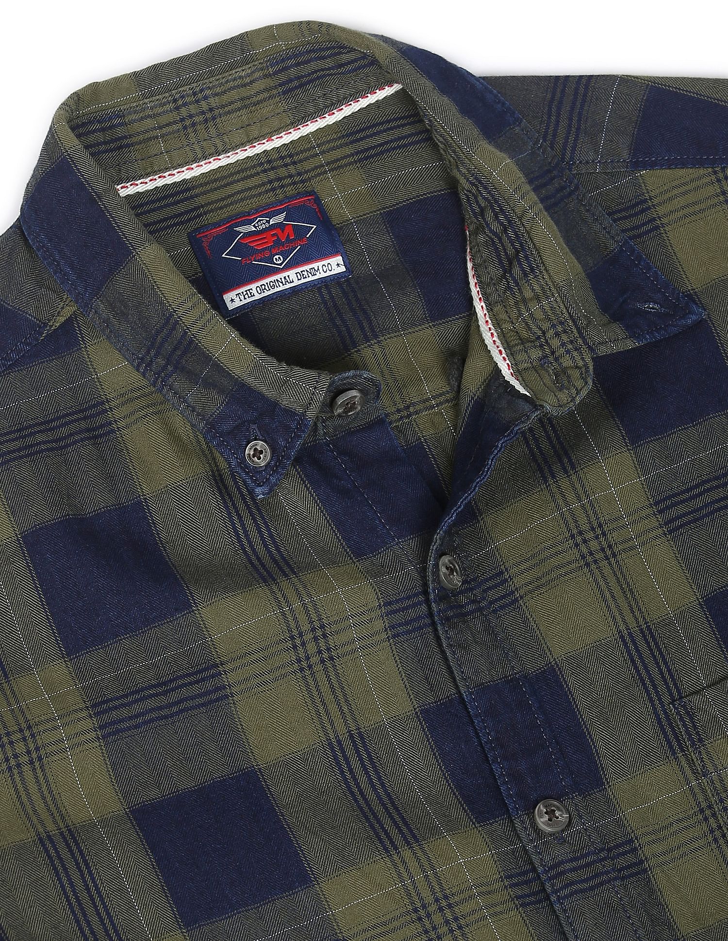 Flying Machine Button-Down Collar Plaid Check Shirt