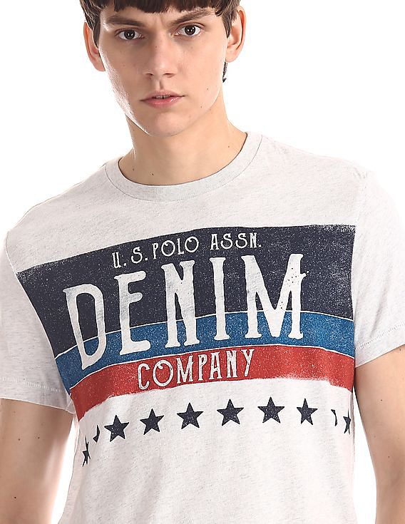U.S. Polo Assn. Denim Co. Grey Crew Neck Distressed Print T-Shirt