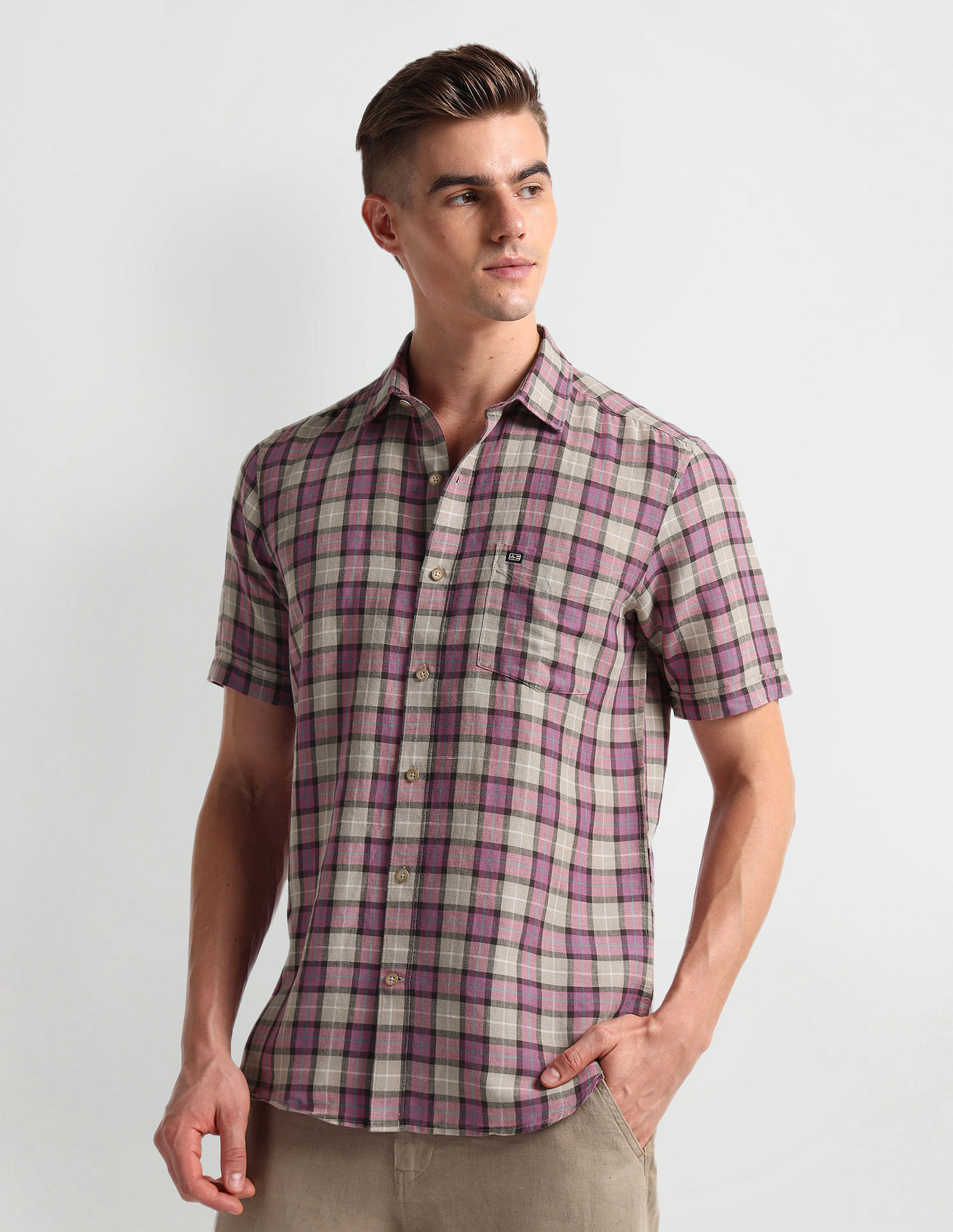 Arrow Sports Short Sleeve Tartan Check Shirt