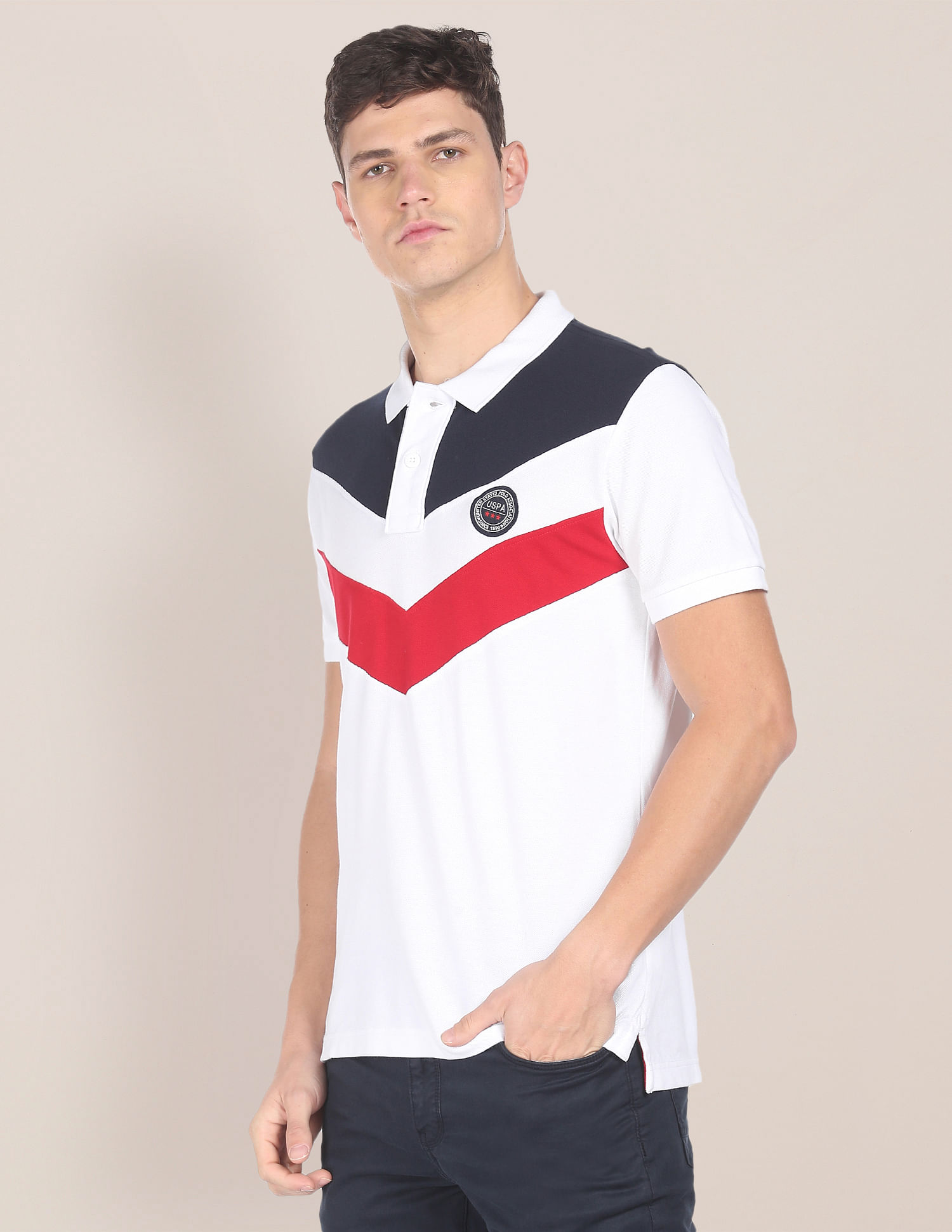U.S. Polo Assn. Cotton Colour Block Polo Shirt