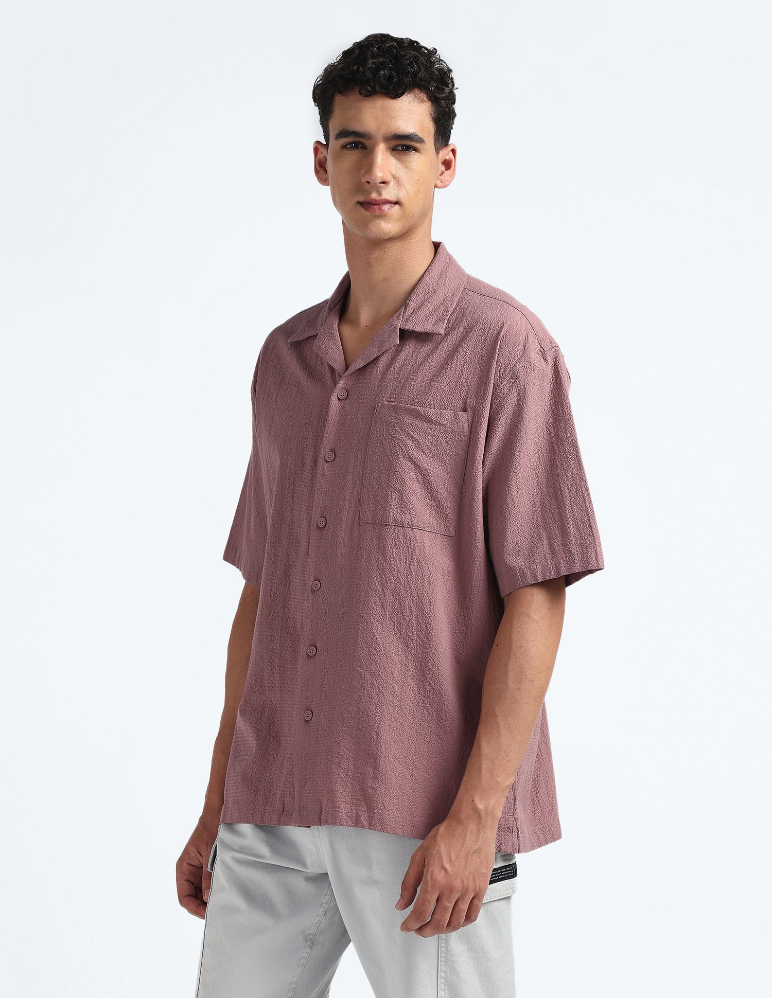 Flying Machine Cuban Collar Oversized Shirt