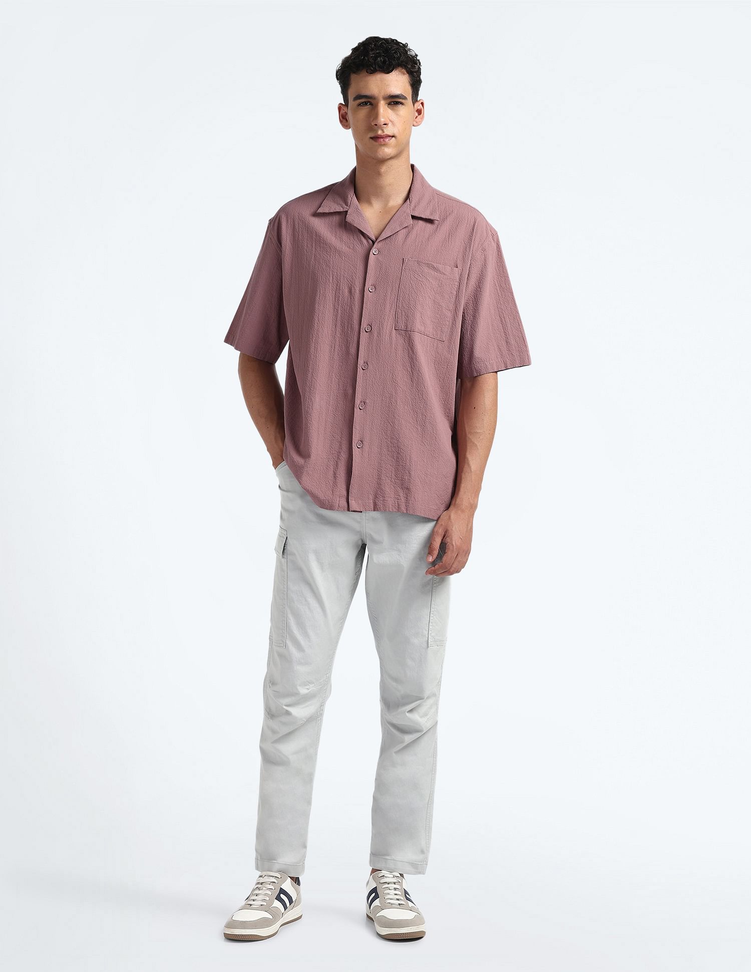Flying Machine Cuban Collar Oversized Shirt