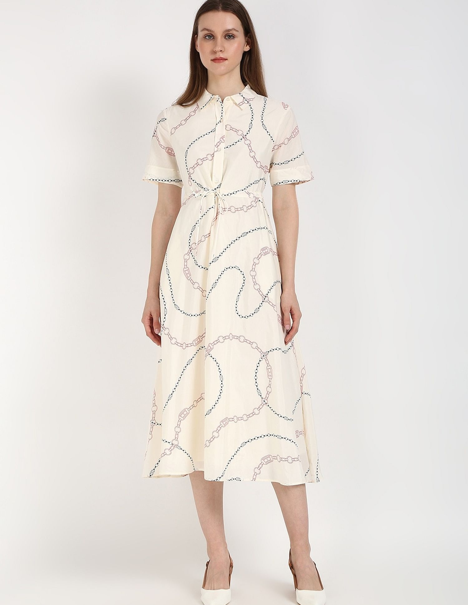 Tommy Hilfiger Cotton Spread Collar A-Line Dress