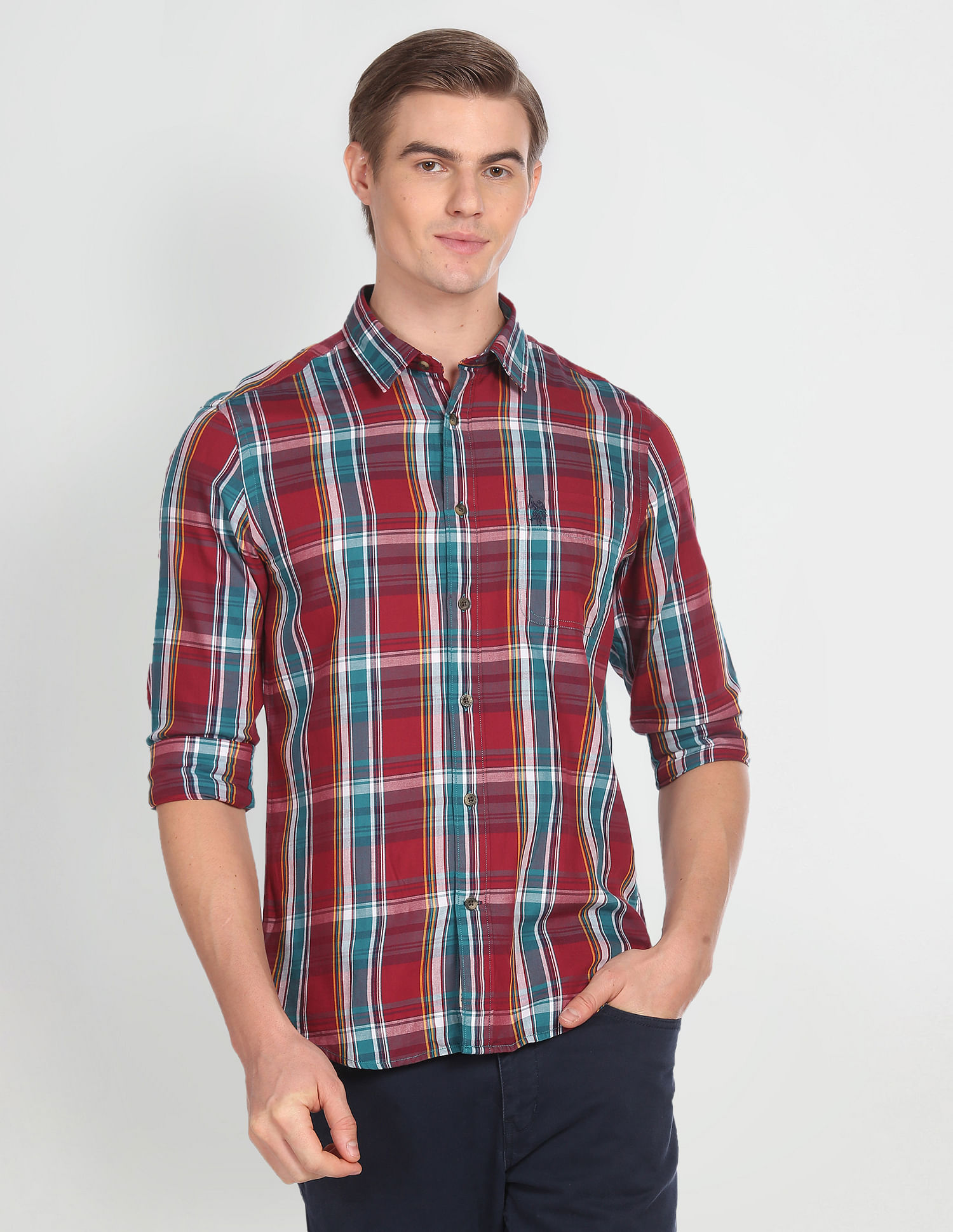 U.S. Polo Assn. Denim Co. Tartan Check Twill Slim Shirt