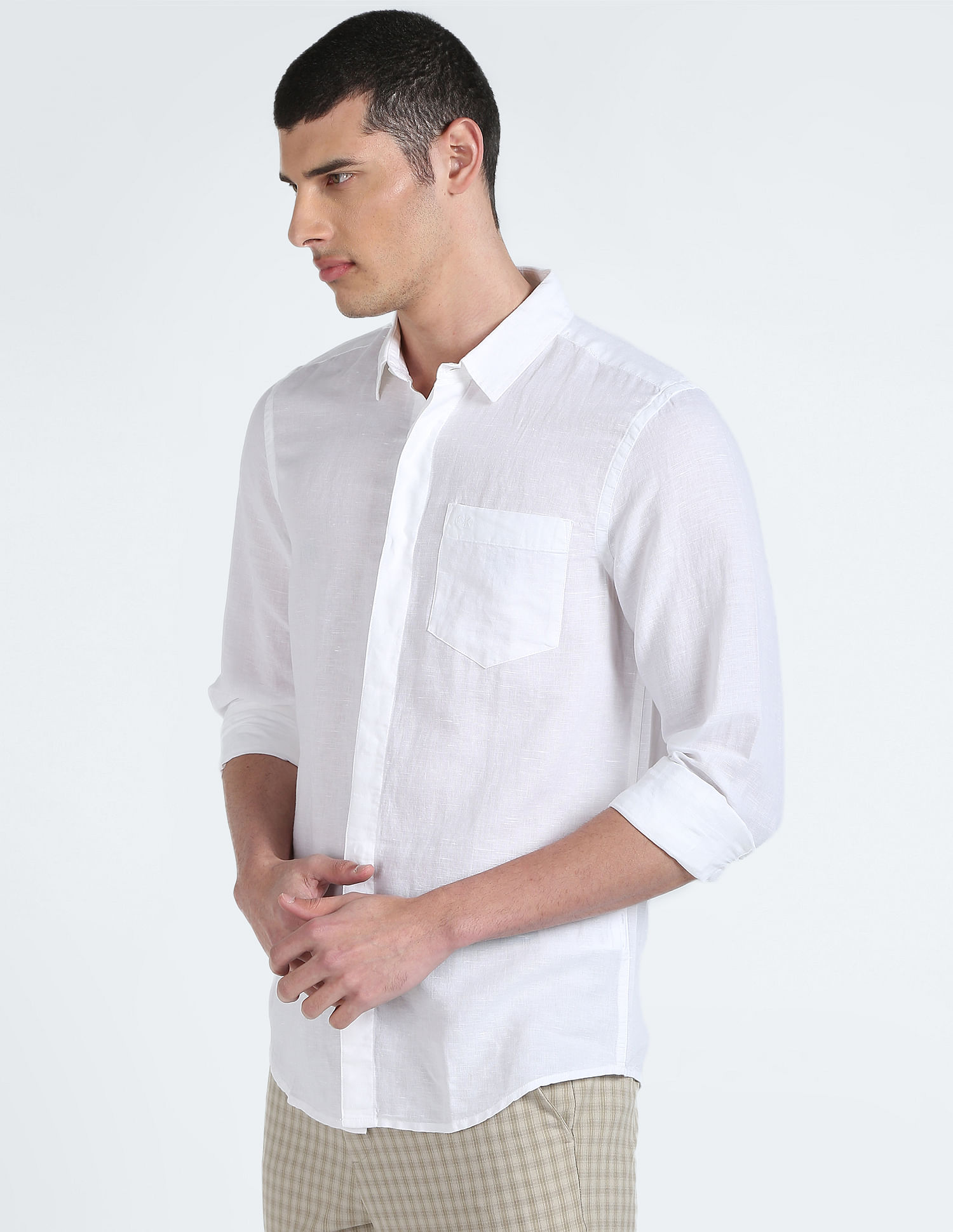 Buy Calvin Klein Spread Collar Solid Regular Shirt - NNNOW.com