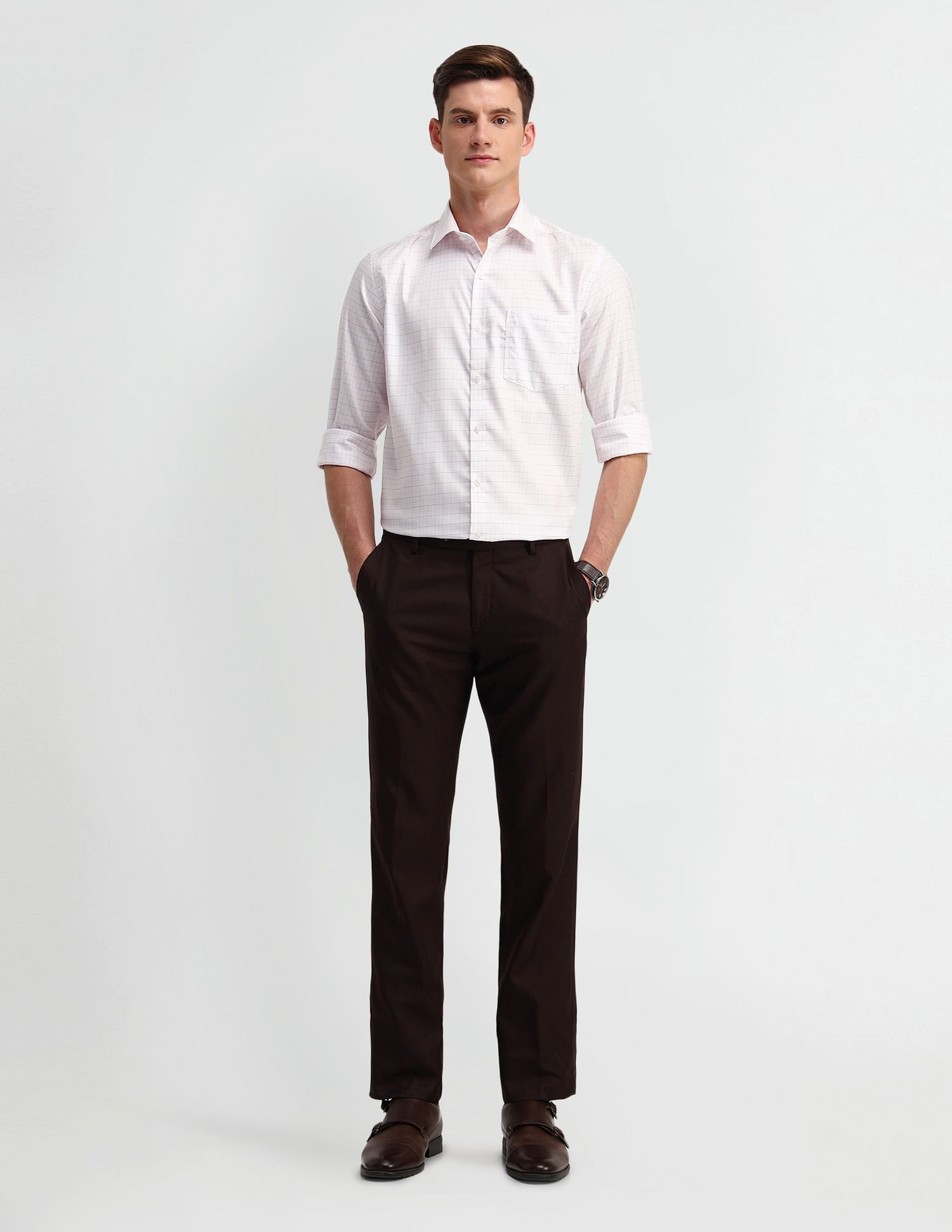 Arrow Grid Tattersall Checks Cotton Shirt