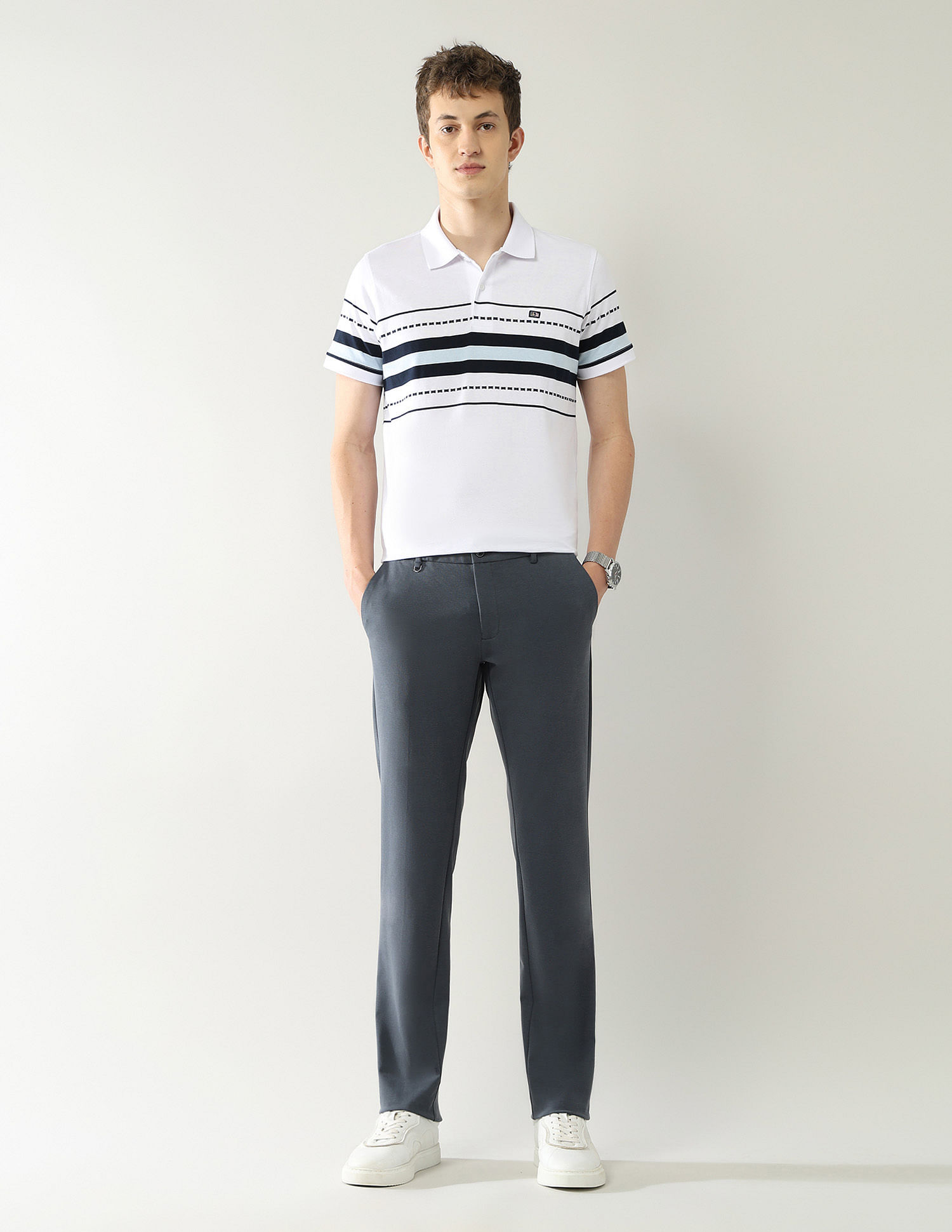 Arrow Newyork Mid Rise Knitted Autoflex Trousers