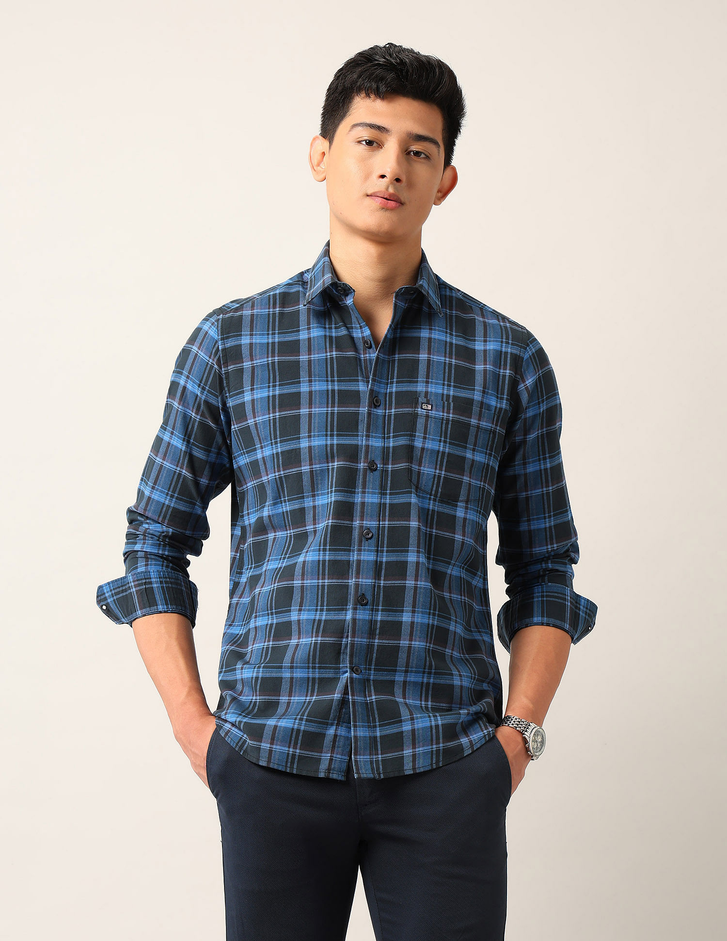 Arrow Sport Plaid Checked Pure Cotton Shirt