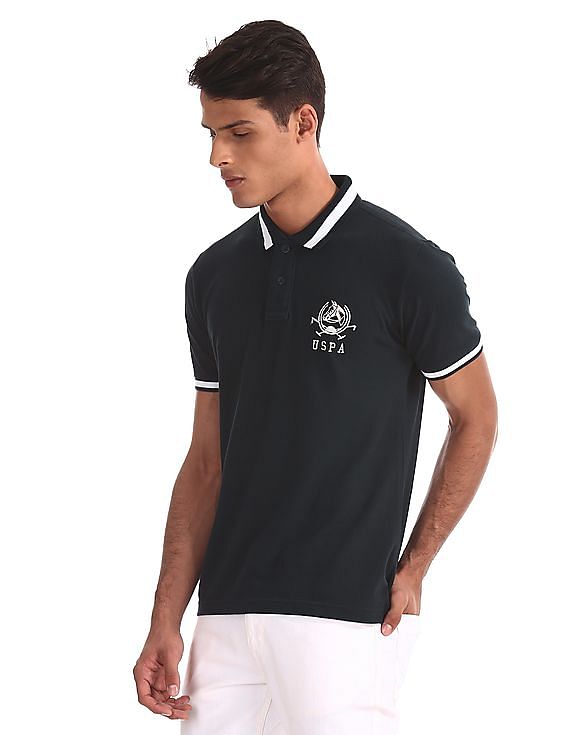 U.S. Polo Assn. Blue Cotton Pique Polo Shirt