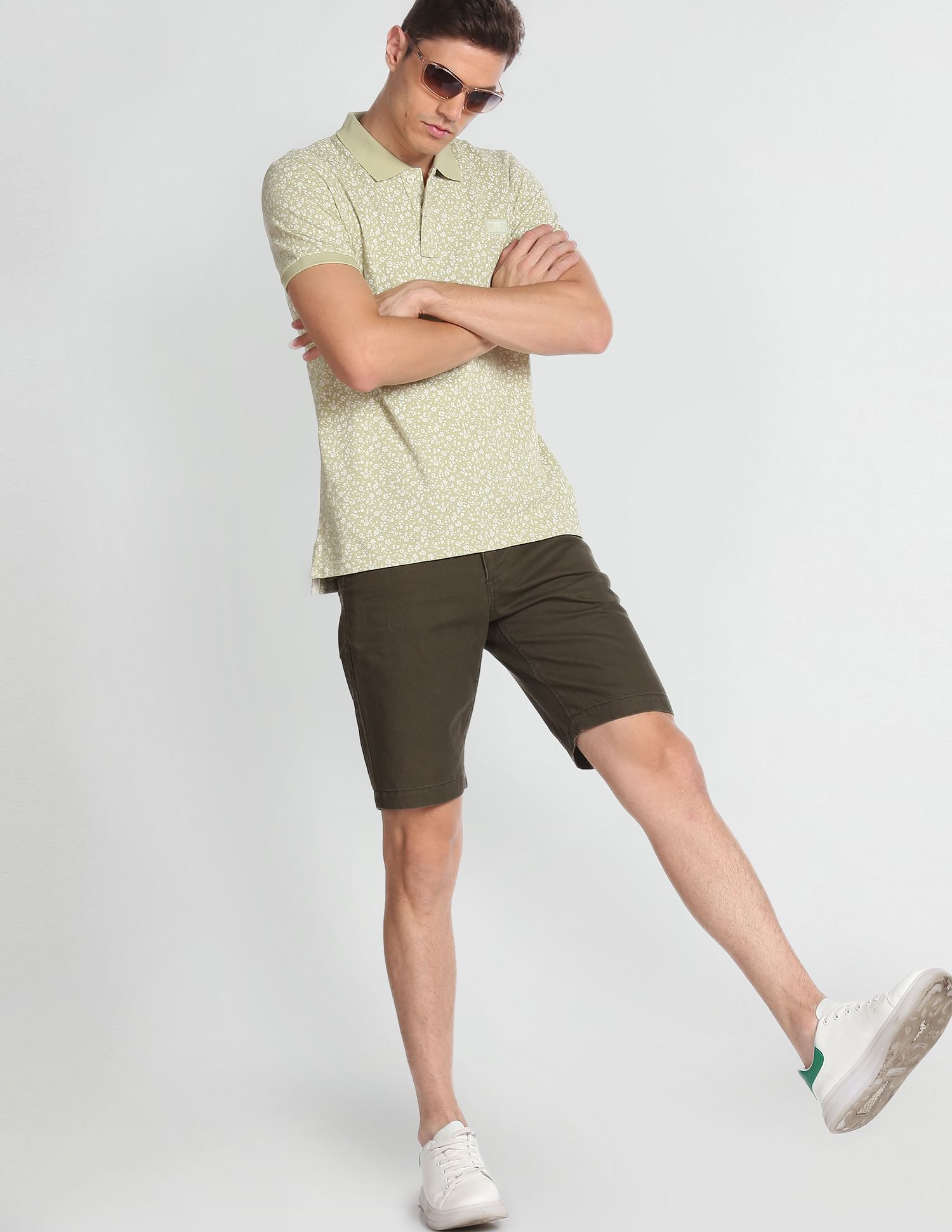 Floral polo and outlet shorts