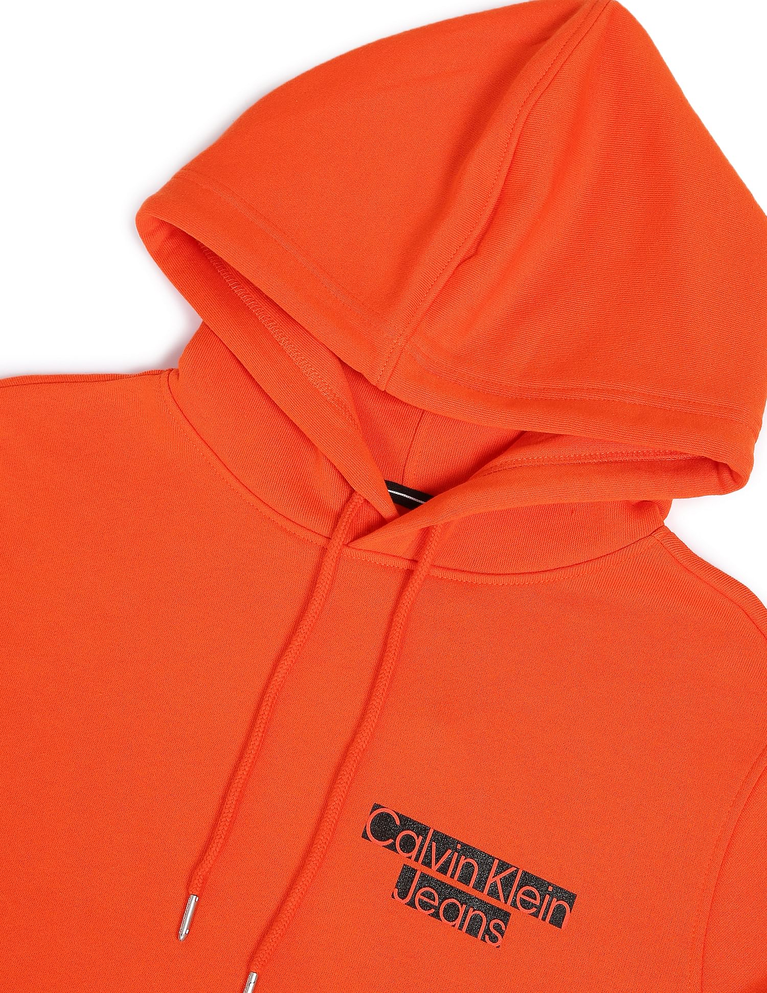 Buy Calvin Klein Men Orange Solid Hooded Sweatshirt NNNOW