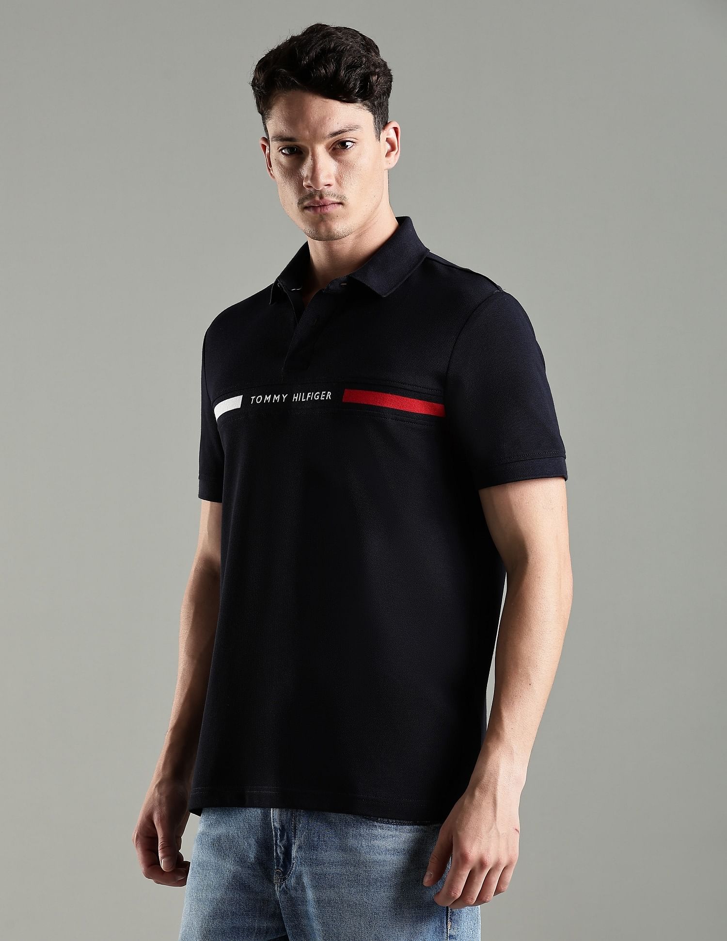 Tommy Hilfiger Embroidered Logo Regular Fit Cotton Polo T- Shirt