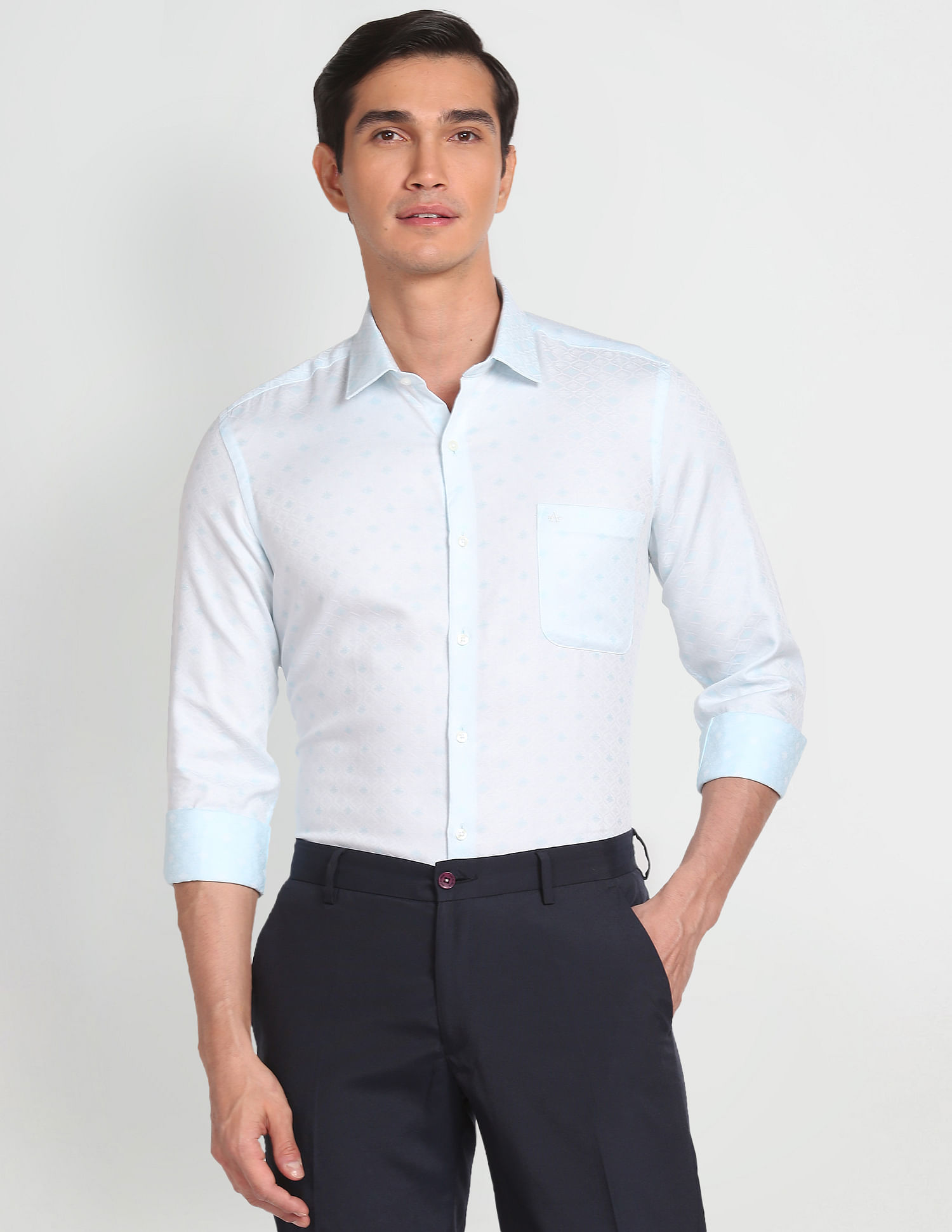 Arrow Self Design Manhattan Slim Fit Shirt