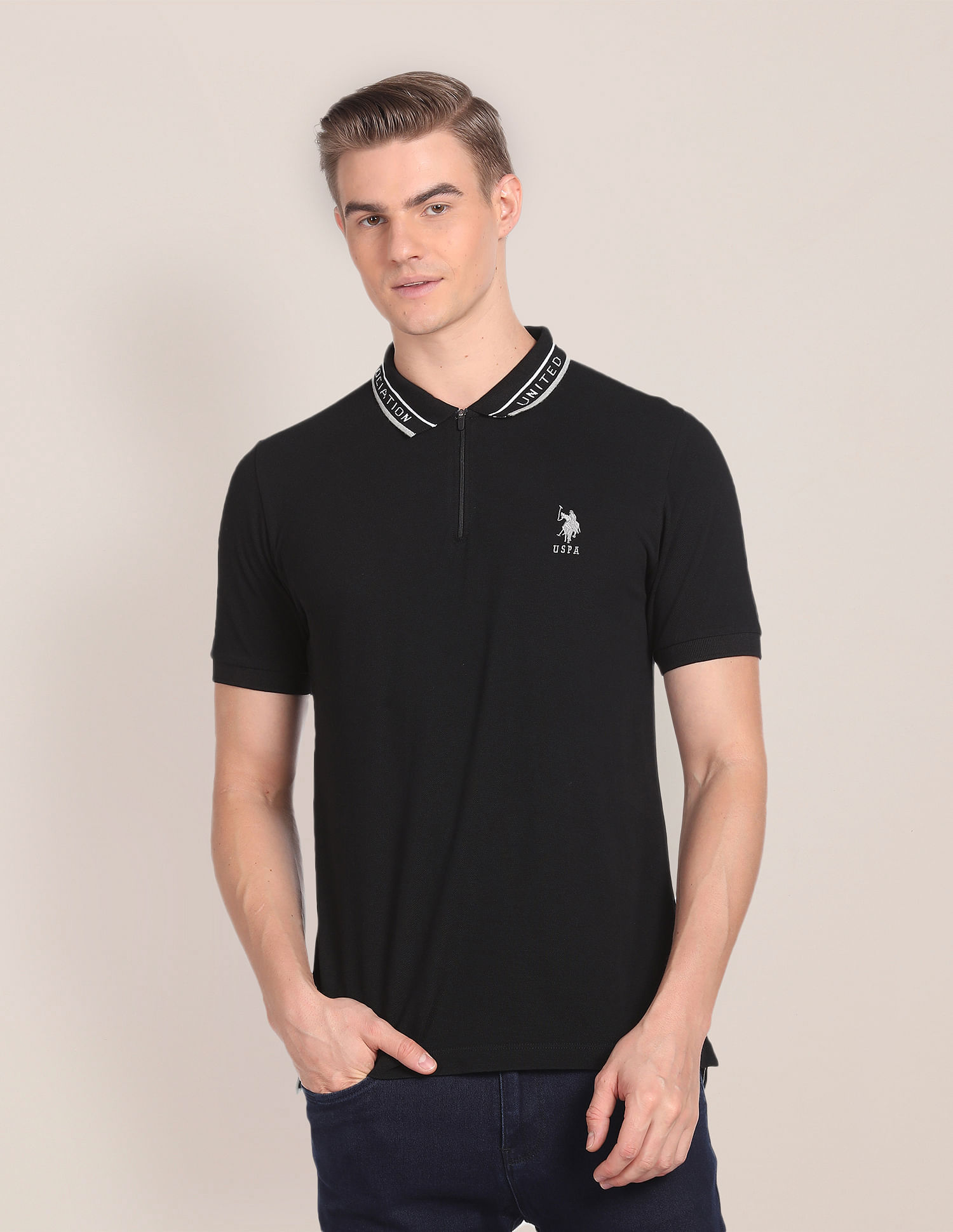 U.S. Polo Assn. Solid Luxury Polo Shirt, Black (L)