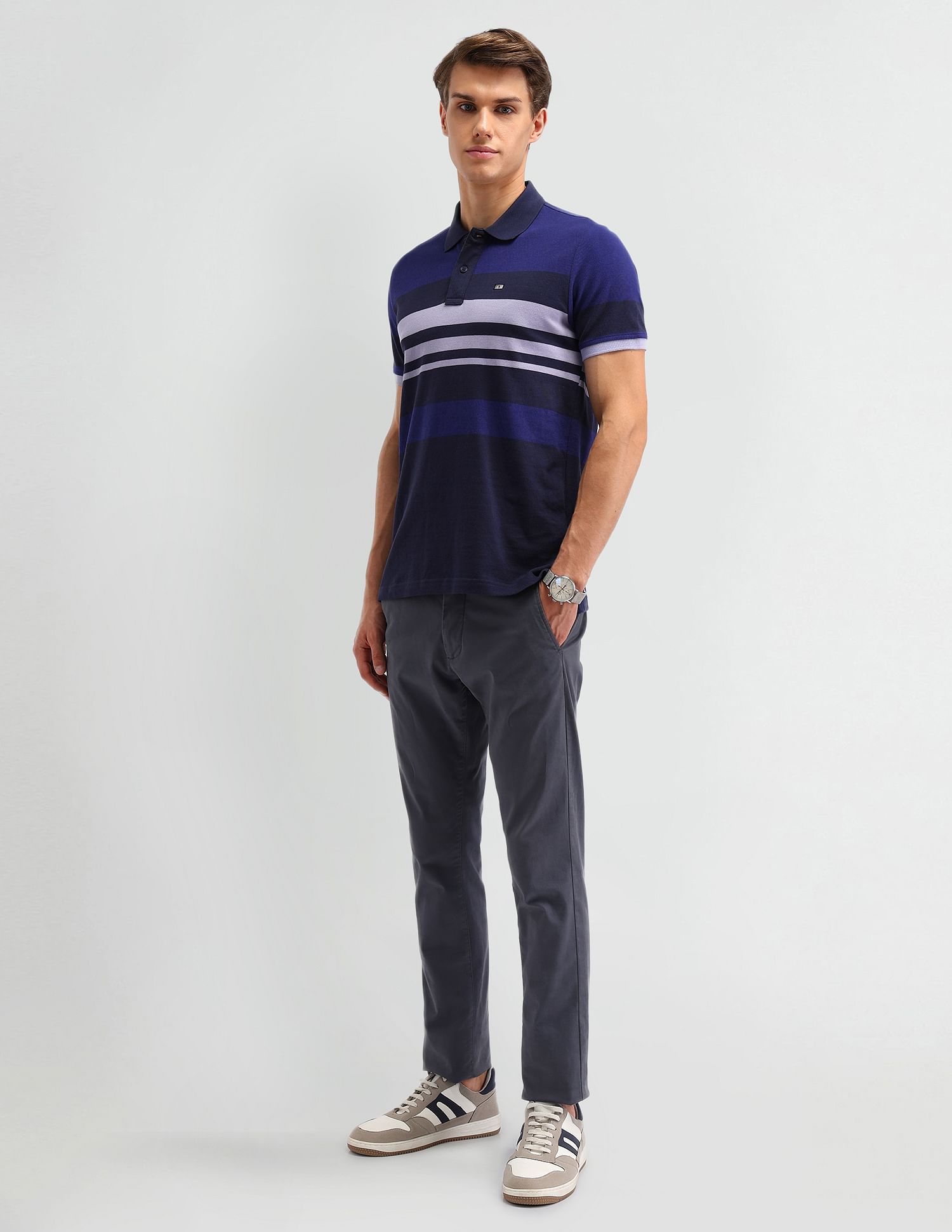 Arrow Sport Horizontal Striped Polo Shirt