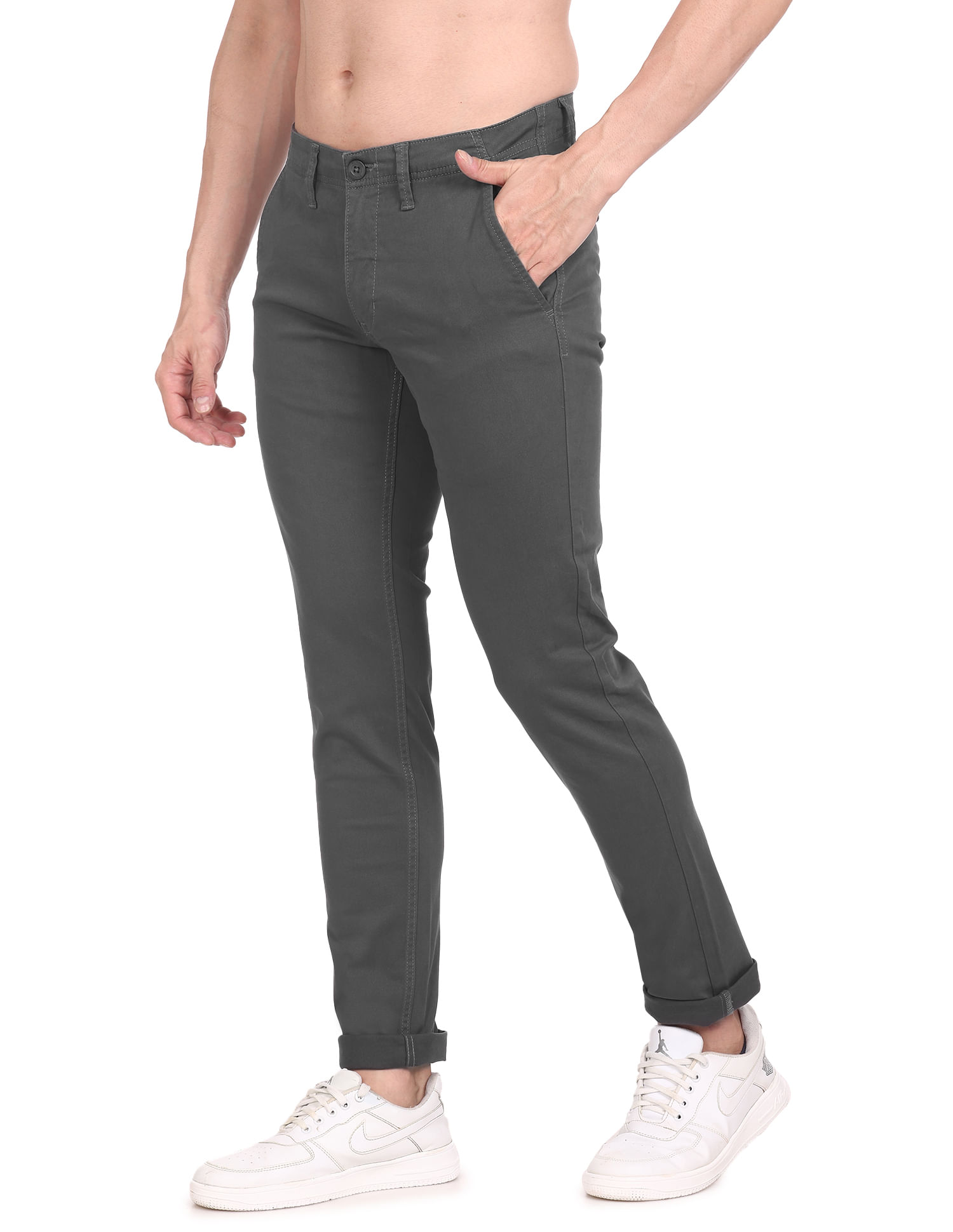 Flying Machine Mid Rise Solid Trousers