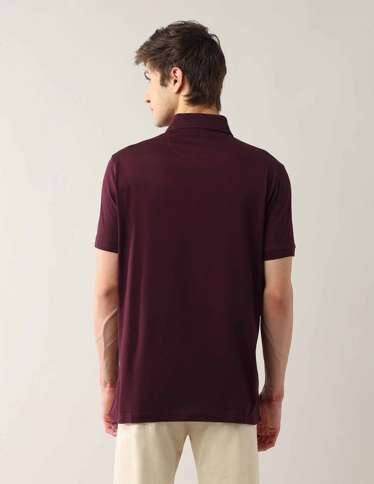 Arrow Textured Pure Cotton Night Is Young Polo Shirt