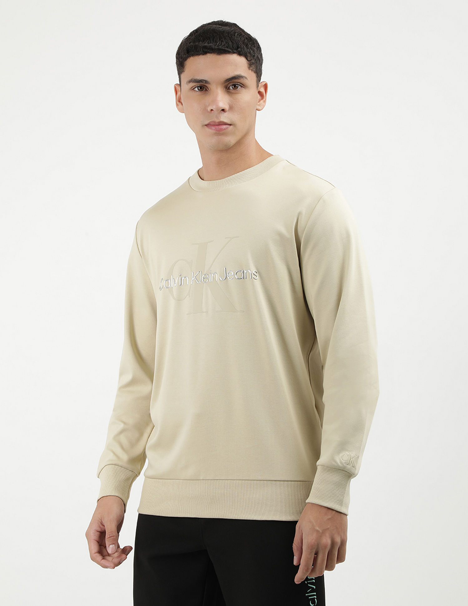 Calvin Klein Crew Neck Monogram Print Sweatshirt