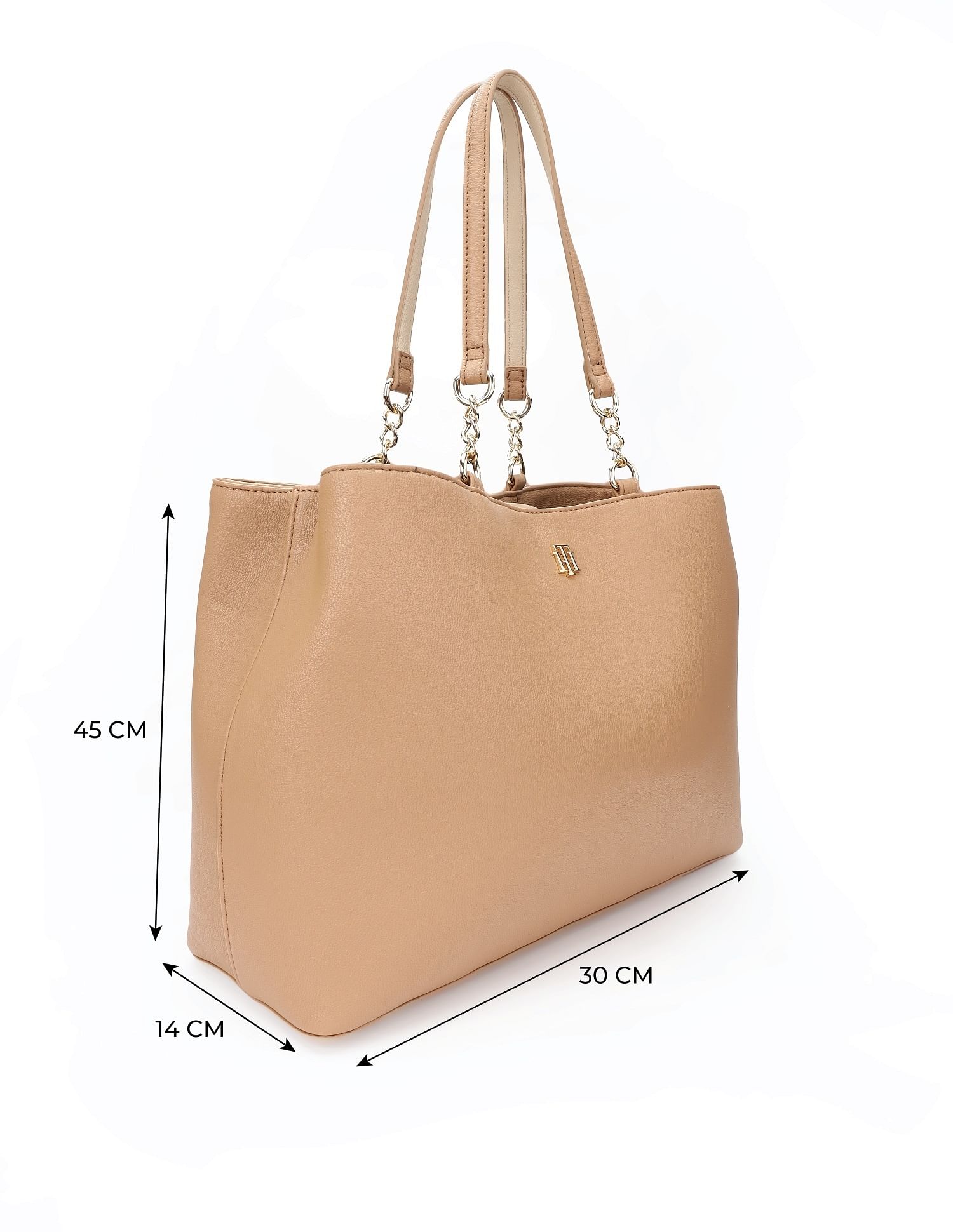 Tommy Hilfiger Solid Beige Pu Tote Bag