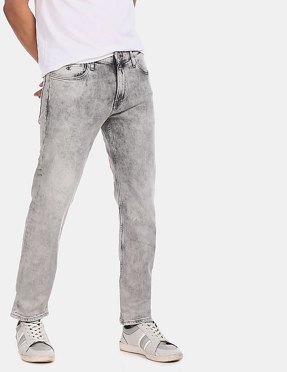 Buy Calvin Klein Men Grey Slim Fit Acid Wash Jeans 