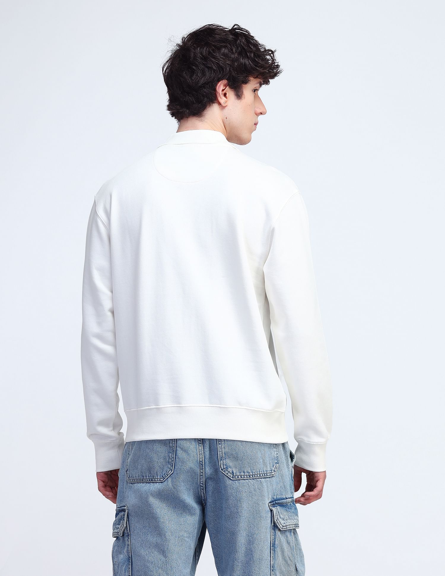 Flying Machine Relaxed Fit Solid Sweatshirt