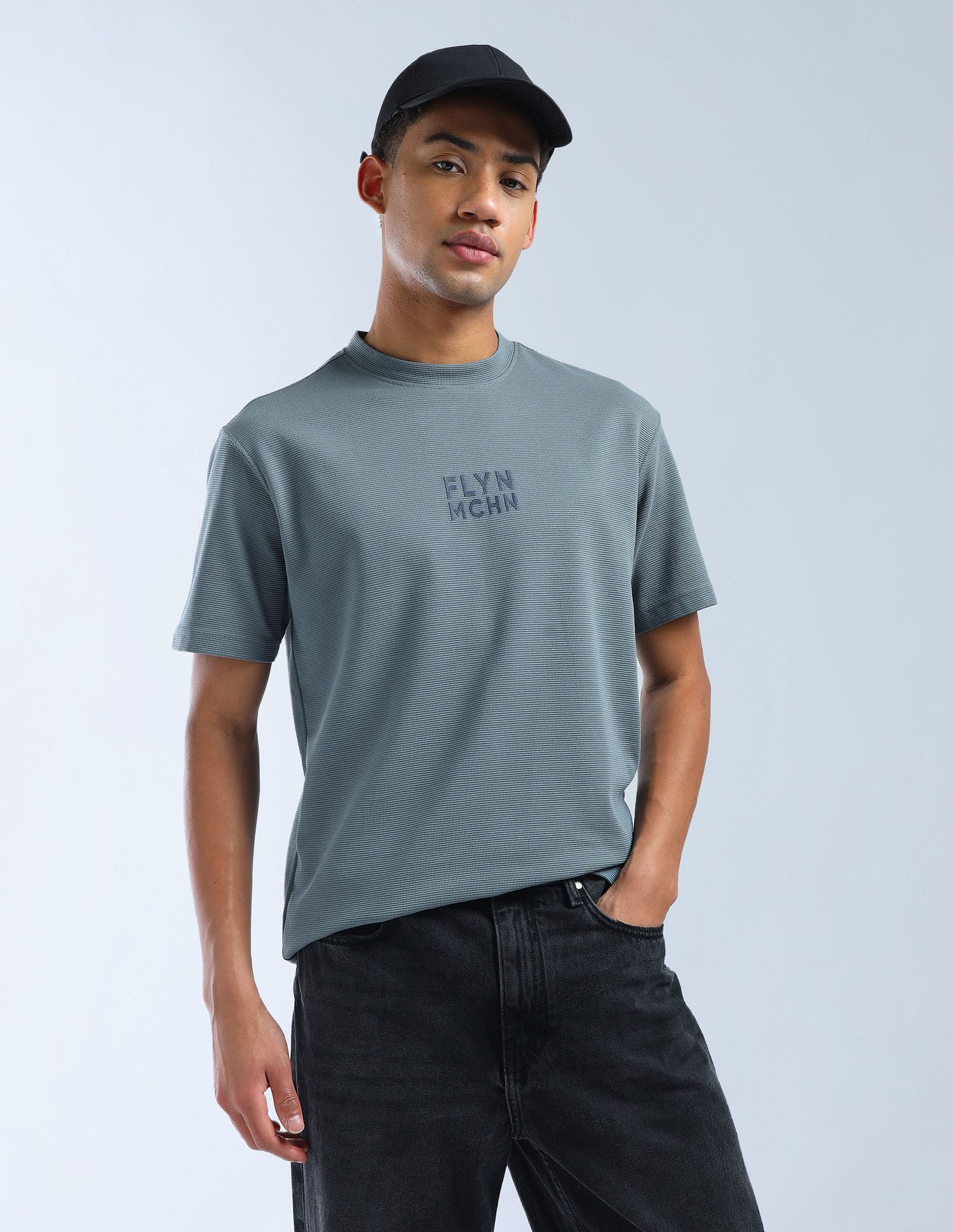 Flying Machine Textured Relaxed Fit Essentials T-Shirt