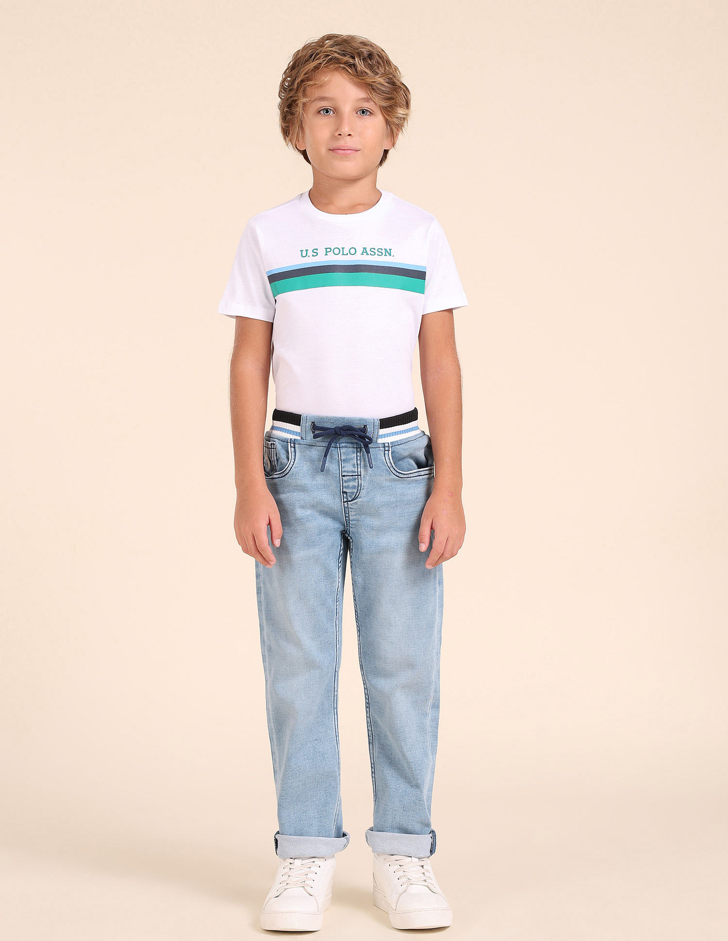 U.S. Polo Assn. Kids Boys Regular Fit Blue Jeans